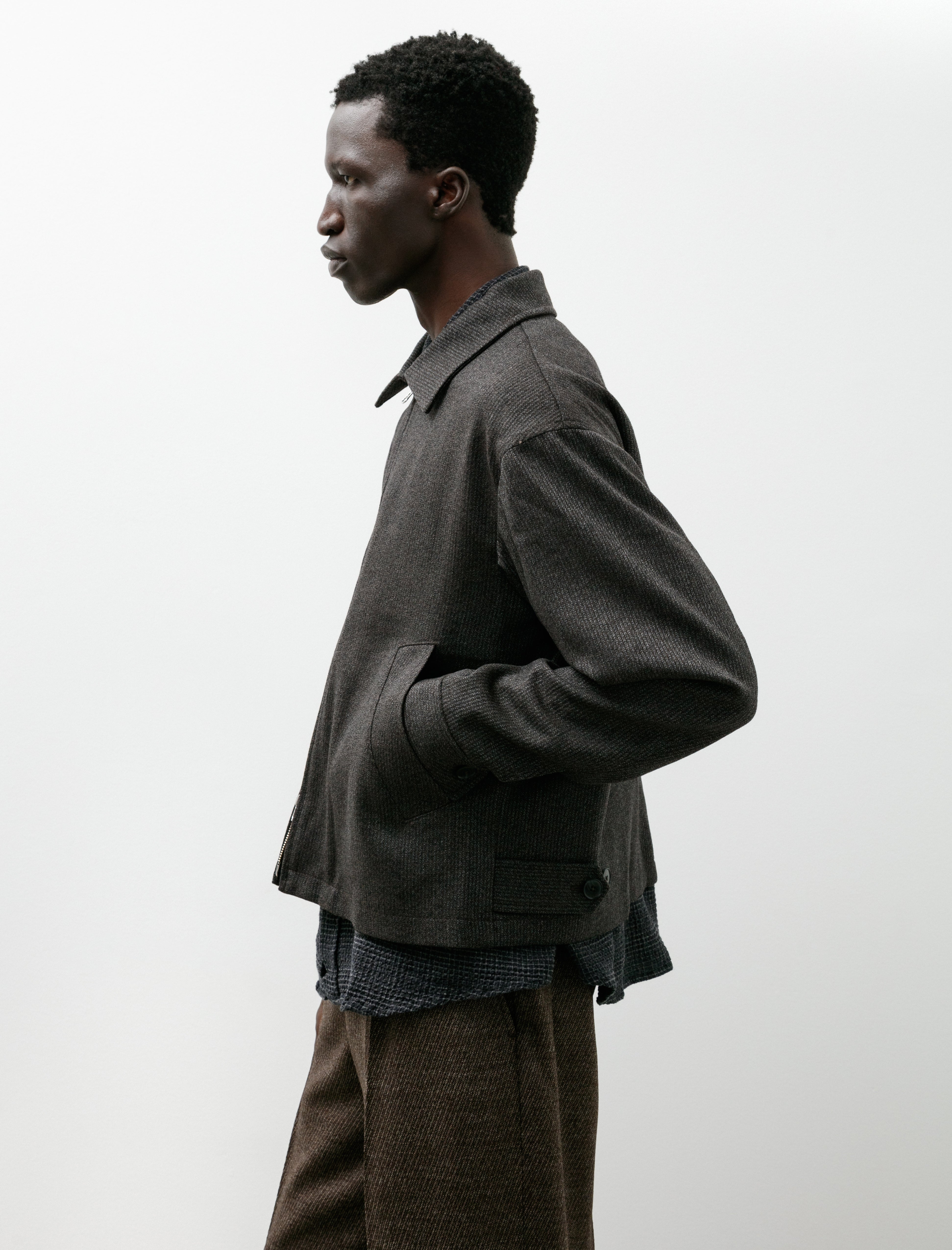 mfpen Mail Jacket Brown Melange Stripe
