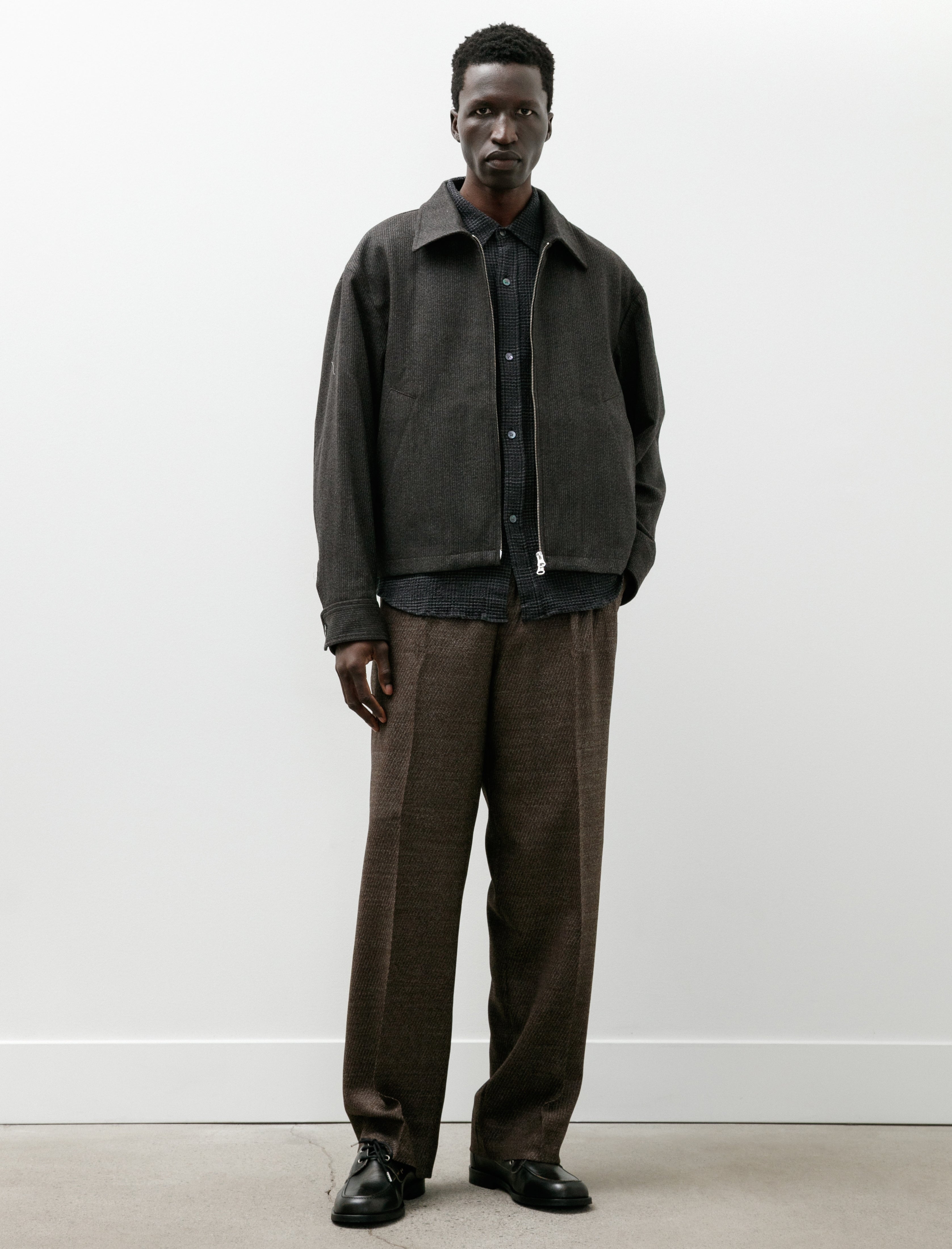 mfpen Mail Jacket Brown Melange Stripe
