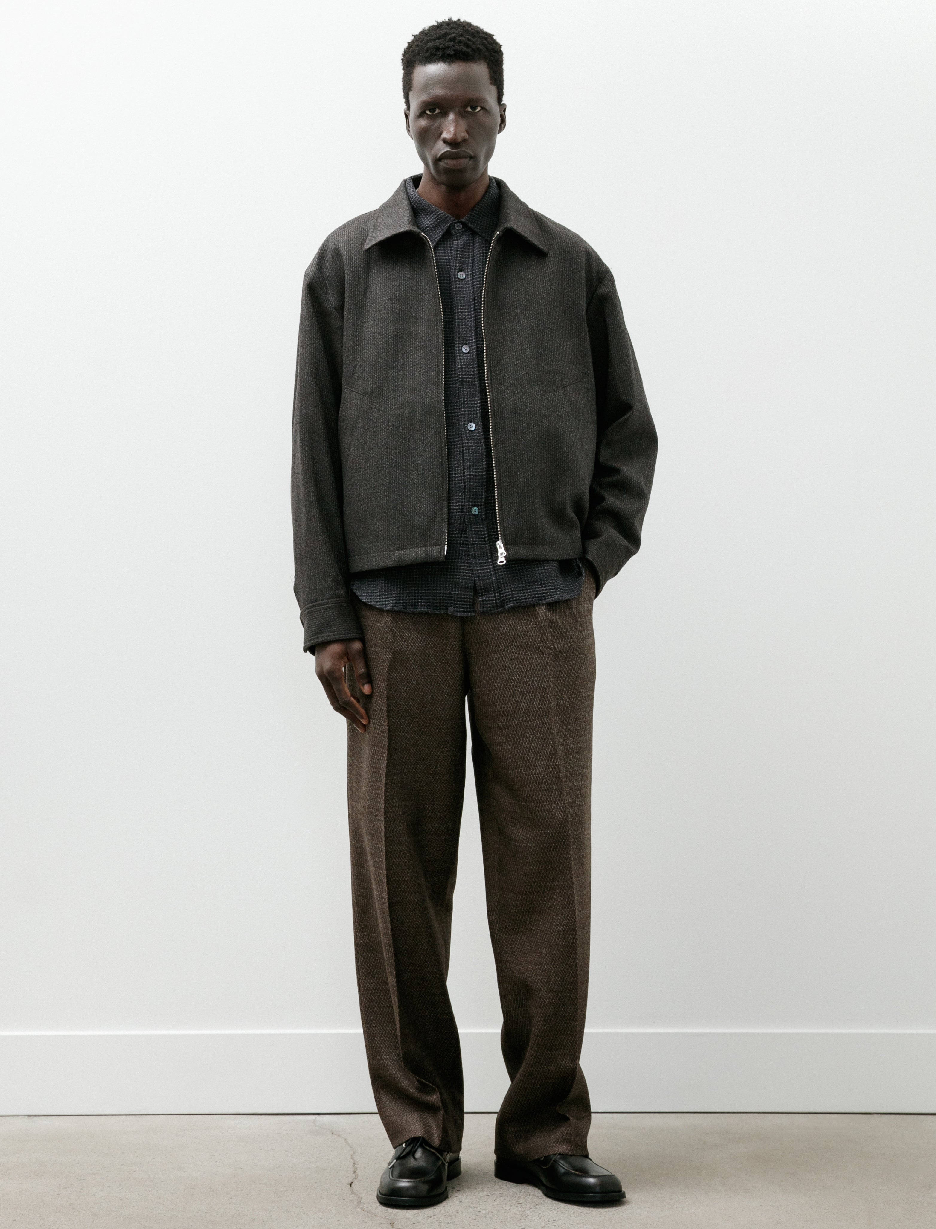 mfpen Mail Jacket Brown Melange Stripe