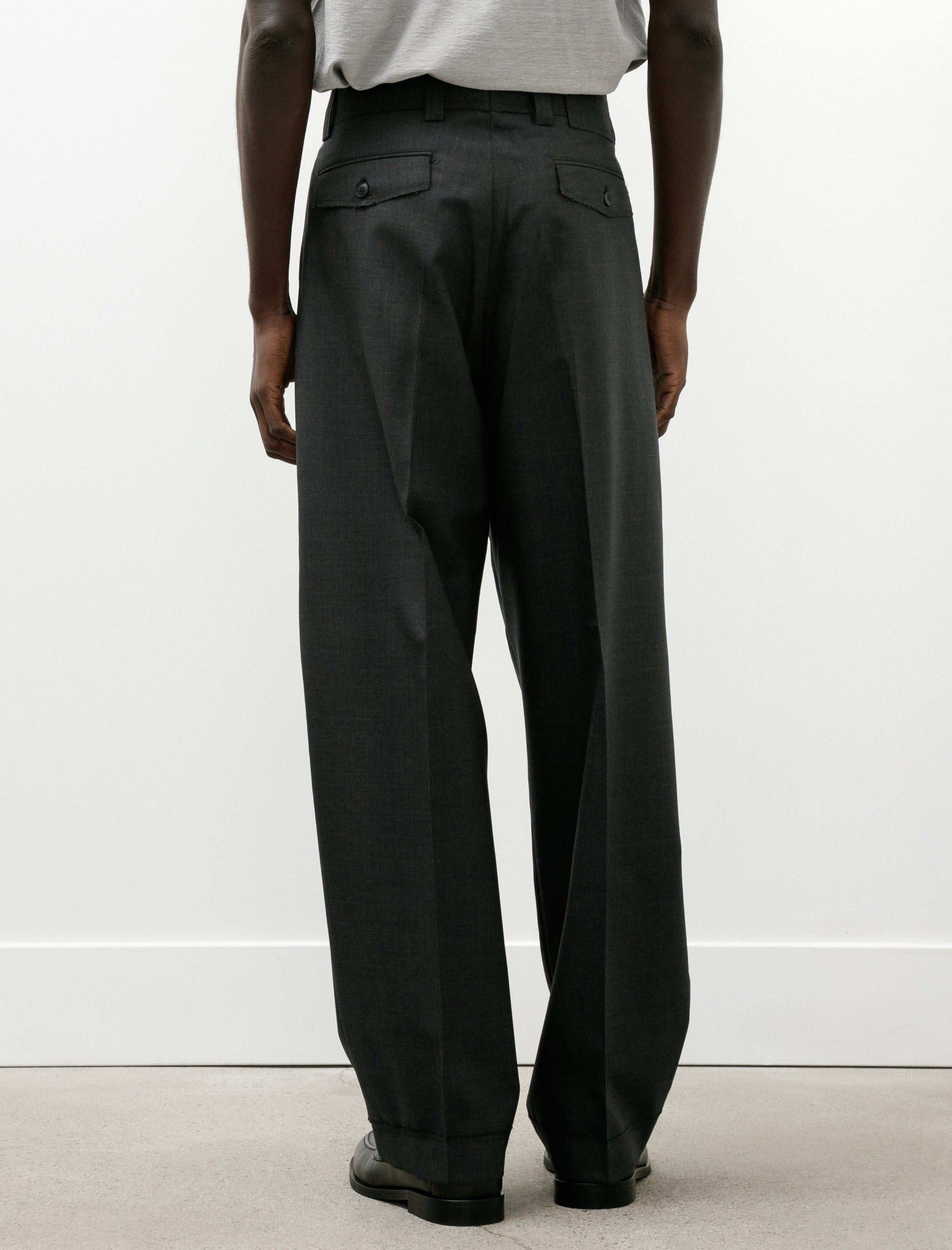mfpen Patch Trousers Dark Grey Dry Wool