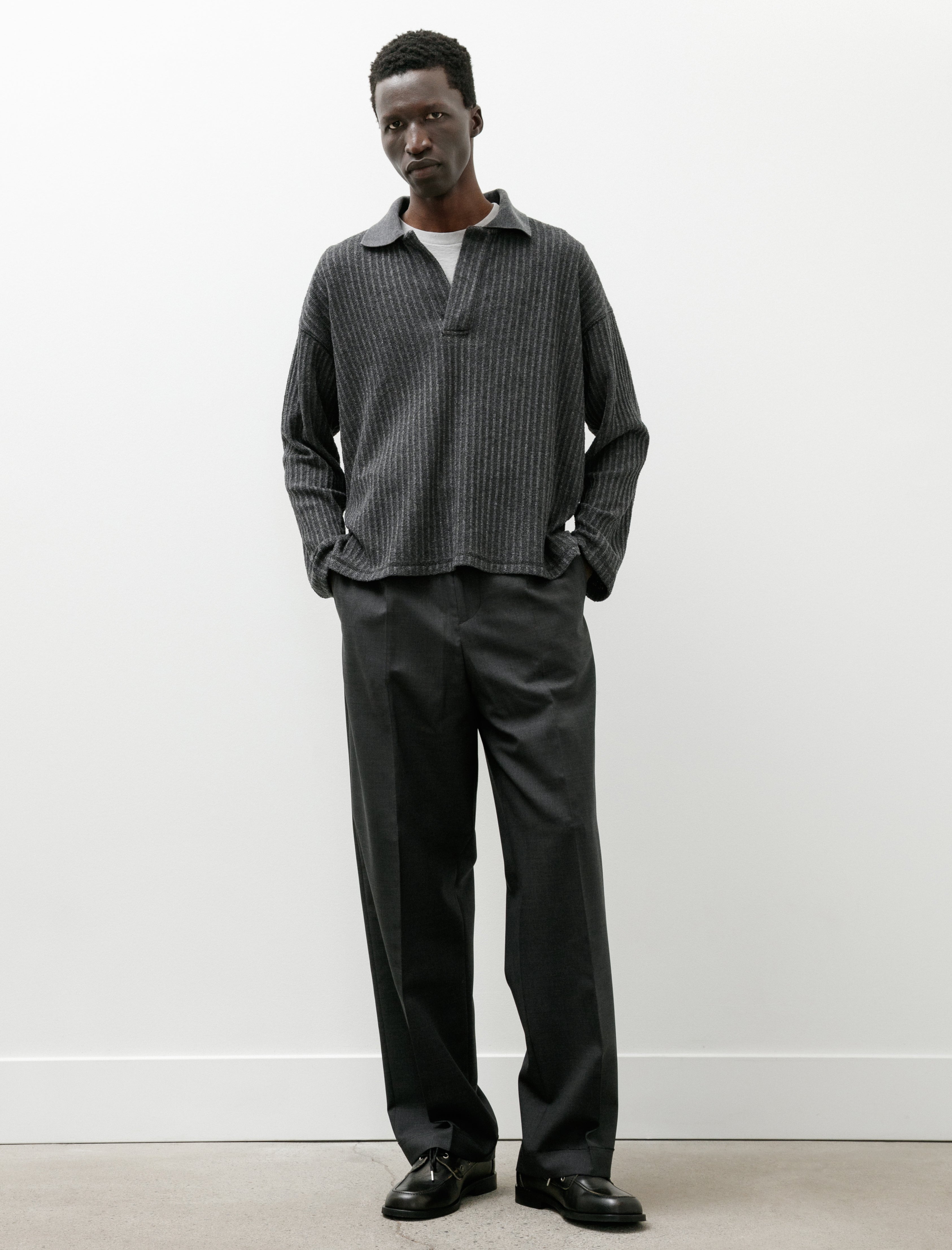 mfpen Patch Trousers Dark Grey Dry Wool
