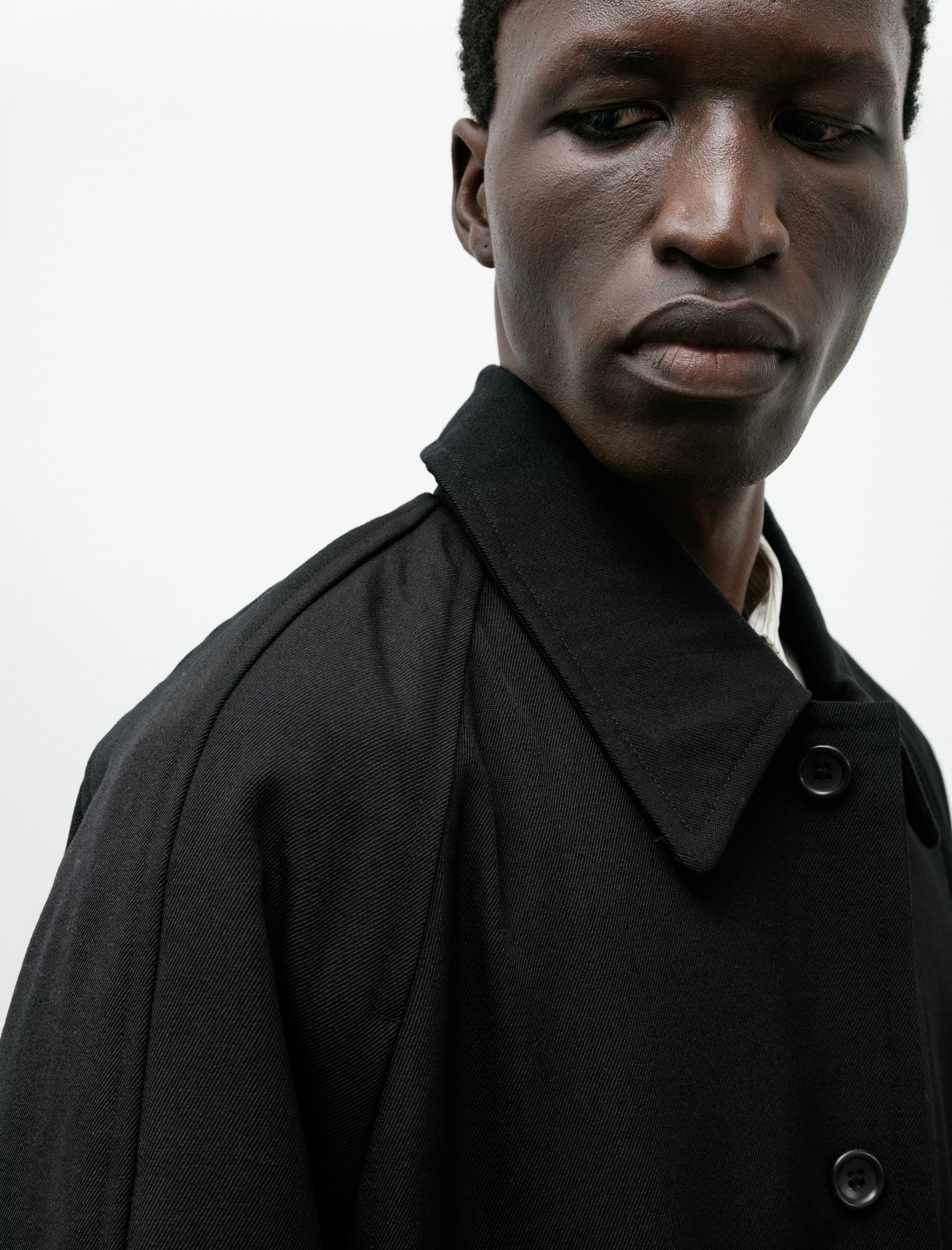 James Coward Draft Coat Heavyweight Wool Gabardine Black