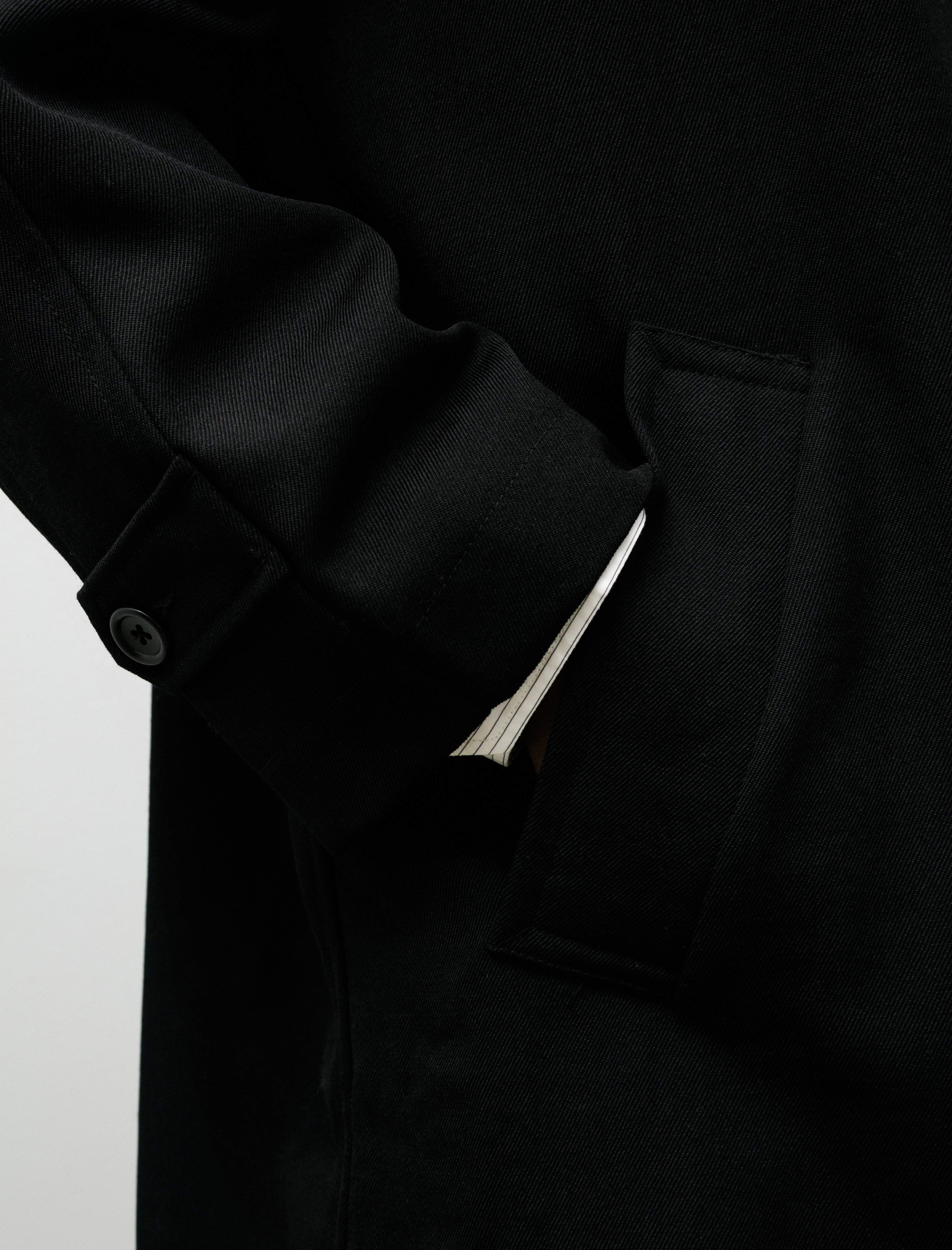 James Coward Draft Coat Heavyweight Wool Gabardine Black