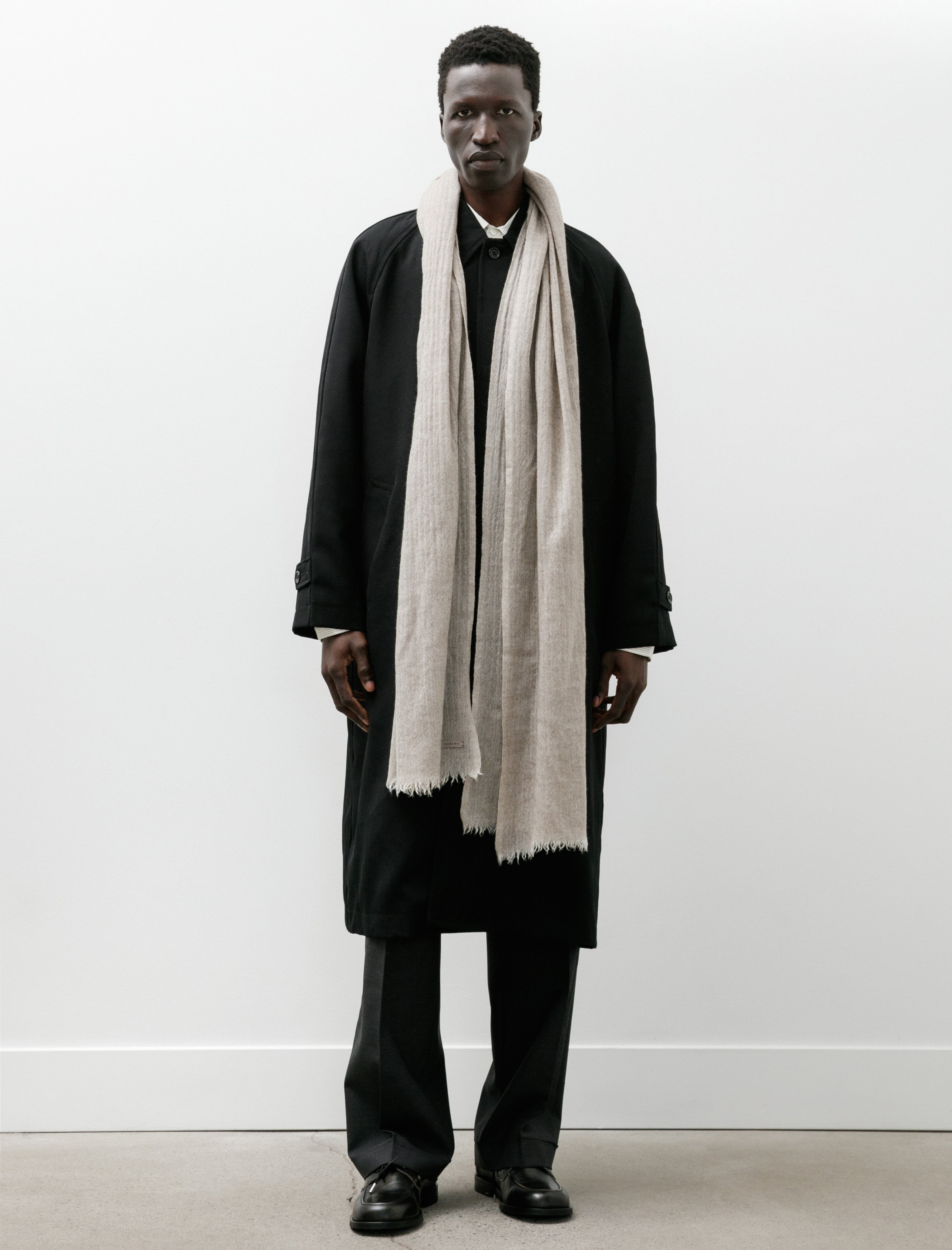 Norlha Prince Herringbone Scarf Natural Yak White/Grey/Brown
