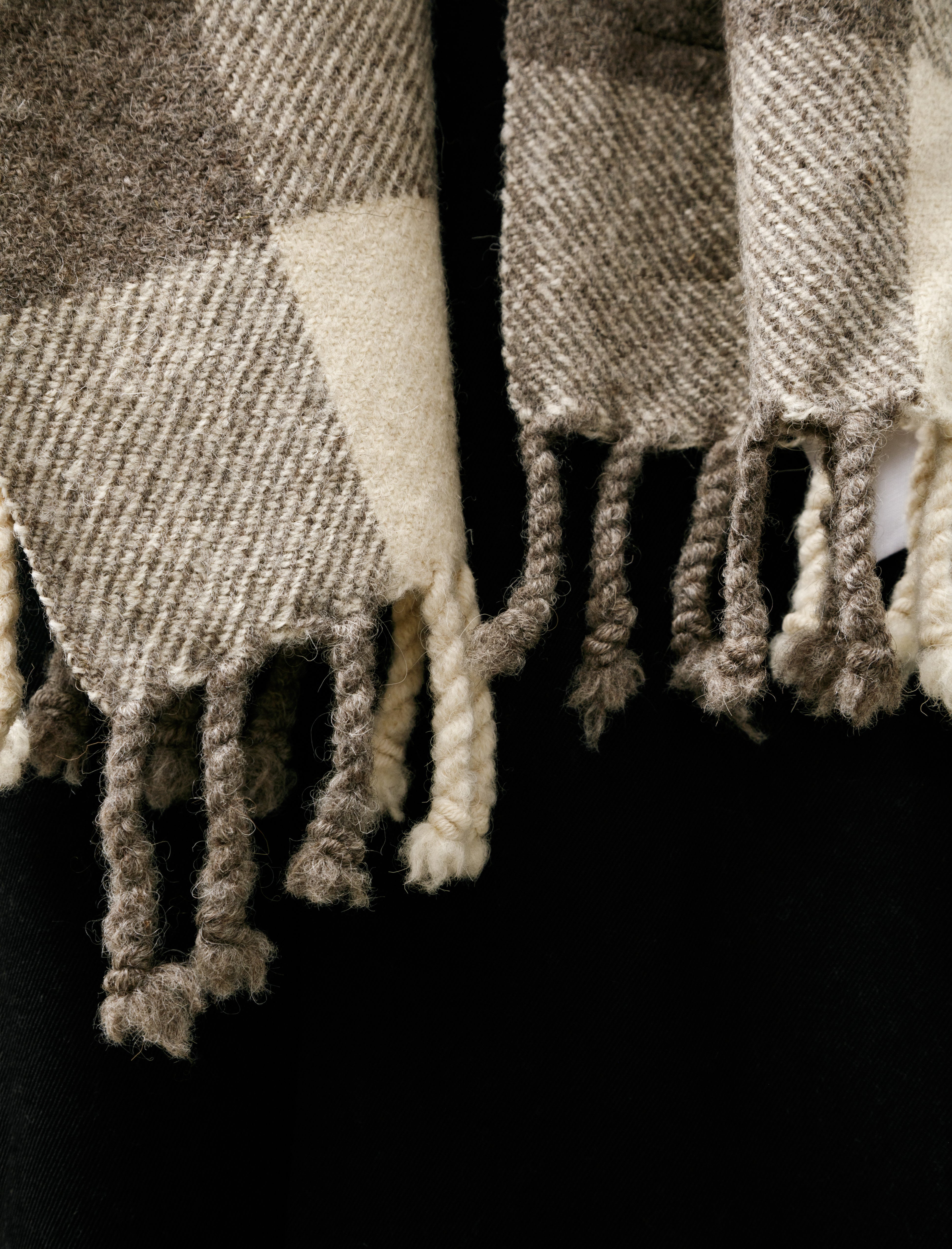 Dana Lee Brown Felted Blanket Scarf Broad Check Sheep's Grey