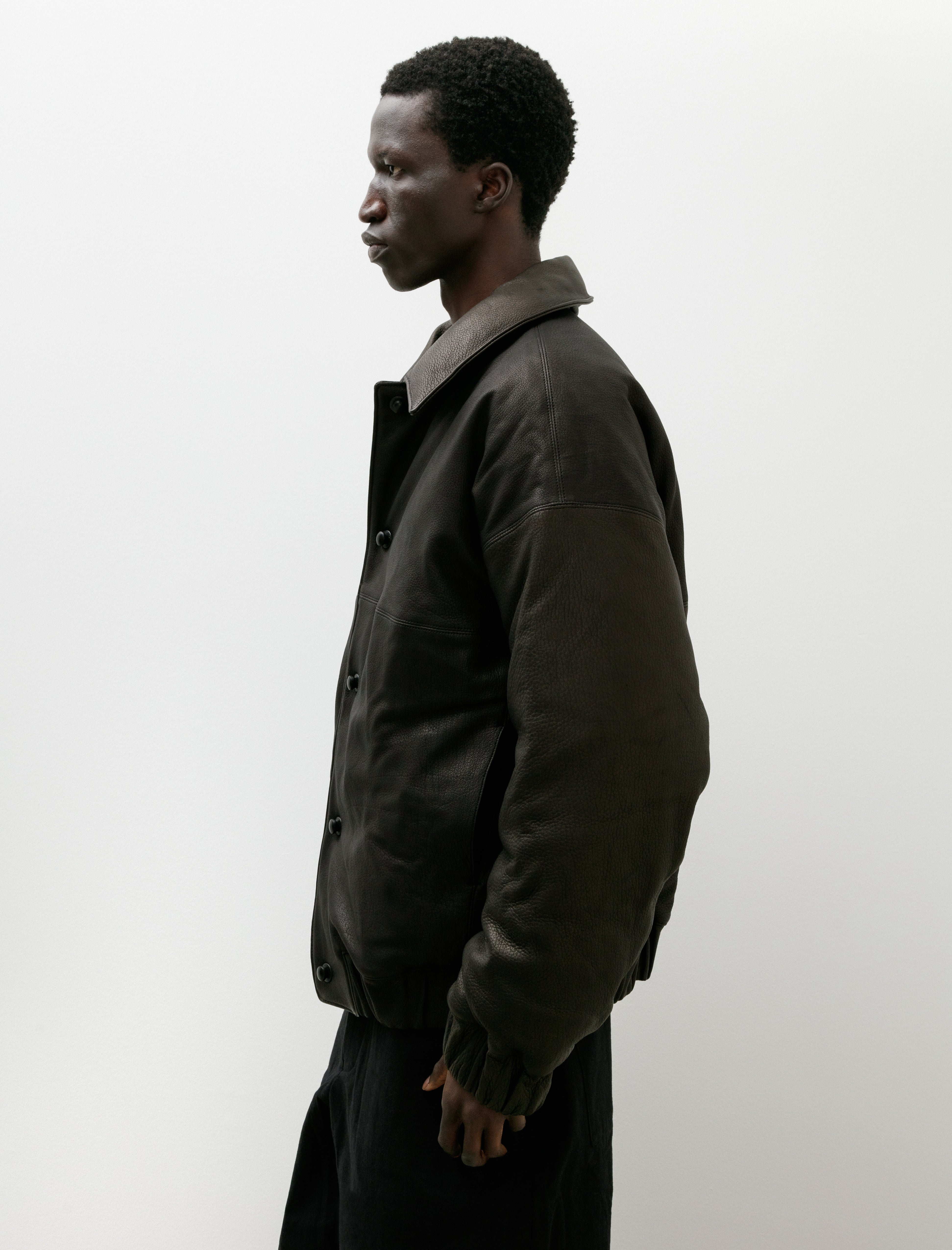 MAN-TLE R19 Down-3 Down Blouson Black Eco Deerskin