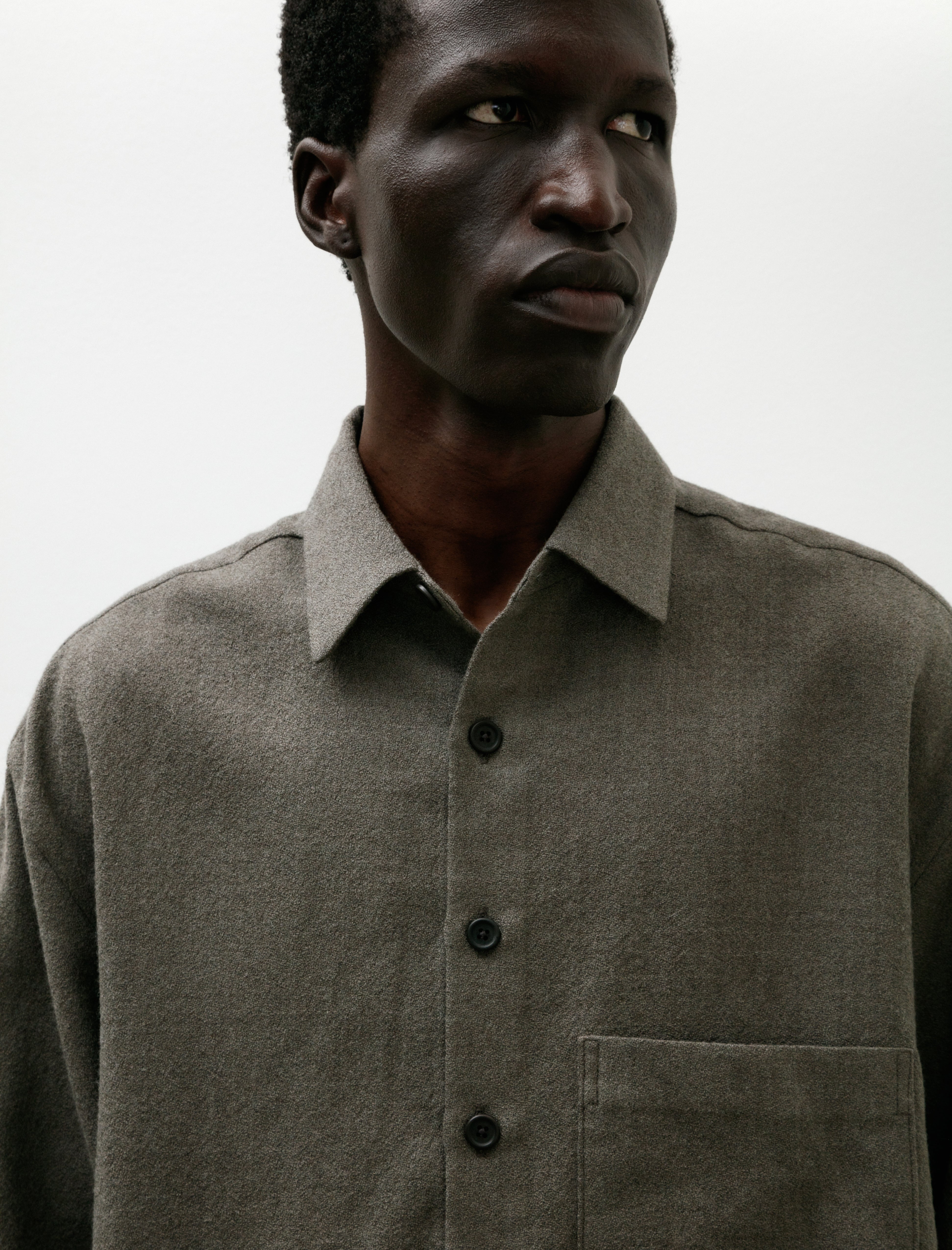 Evan Kinori Big Shirt Two Wool Gauze Heather Grey