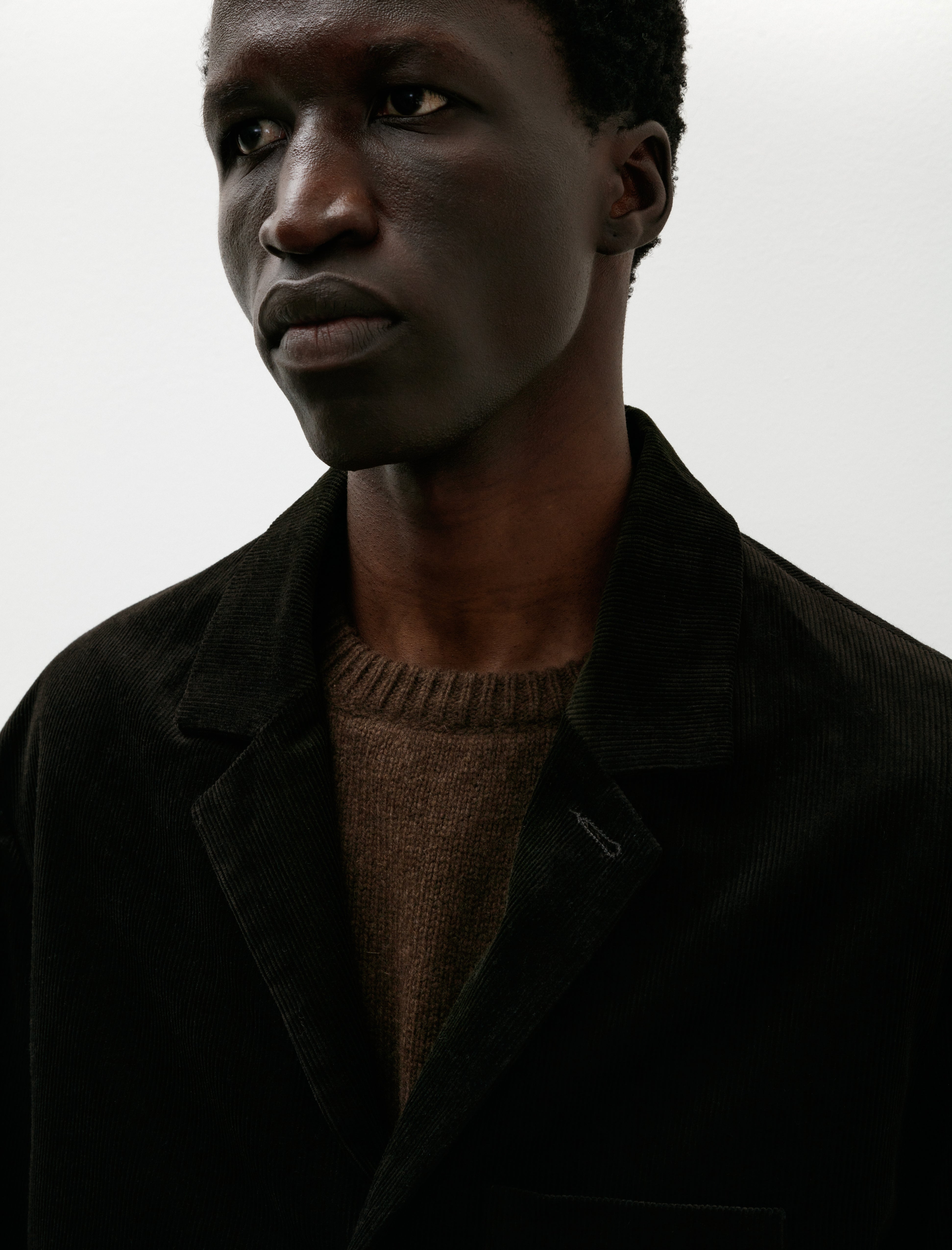 Evan Kinori Three Button Jacket Cotton Corduroy Dark Olive