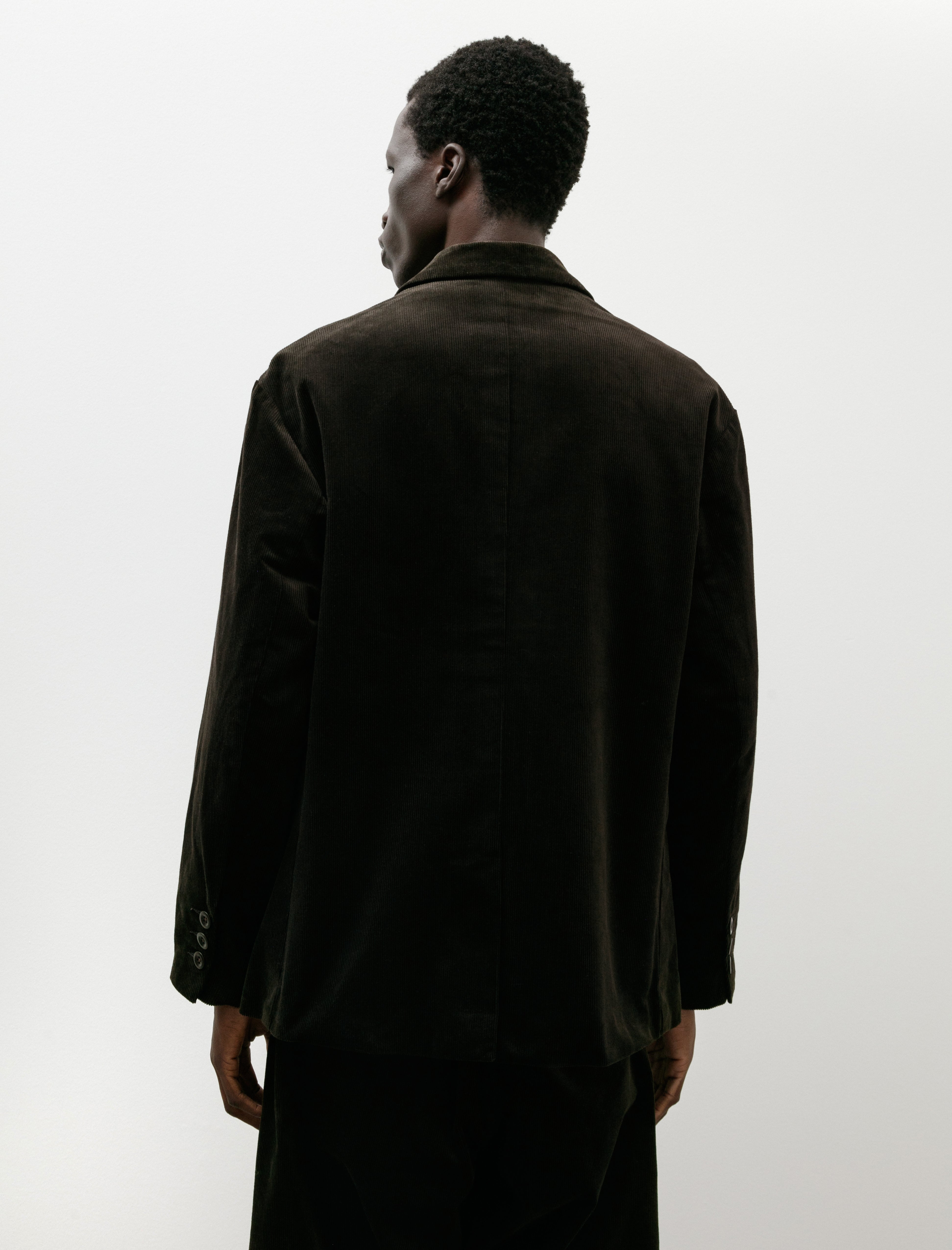 Evan Kinori Three Button Jacket Cotton Corduroy Dark Olive