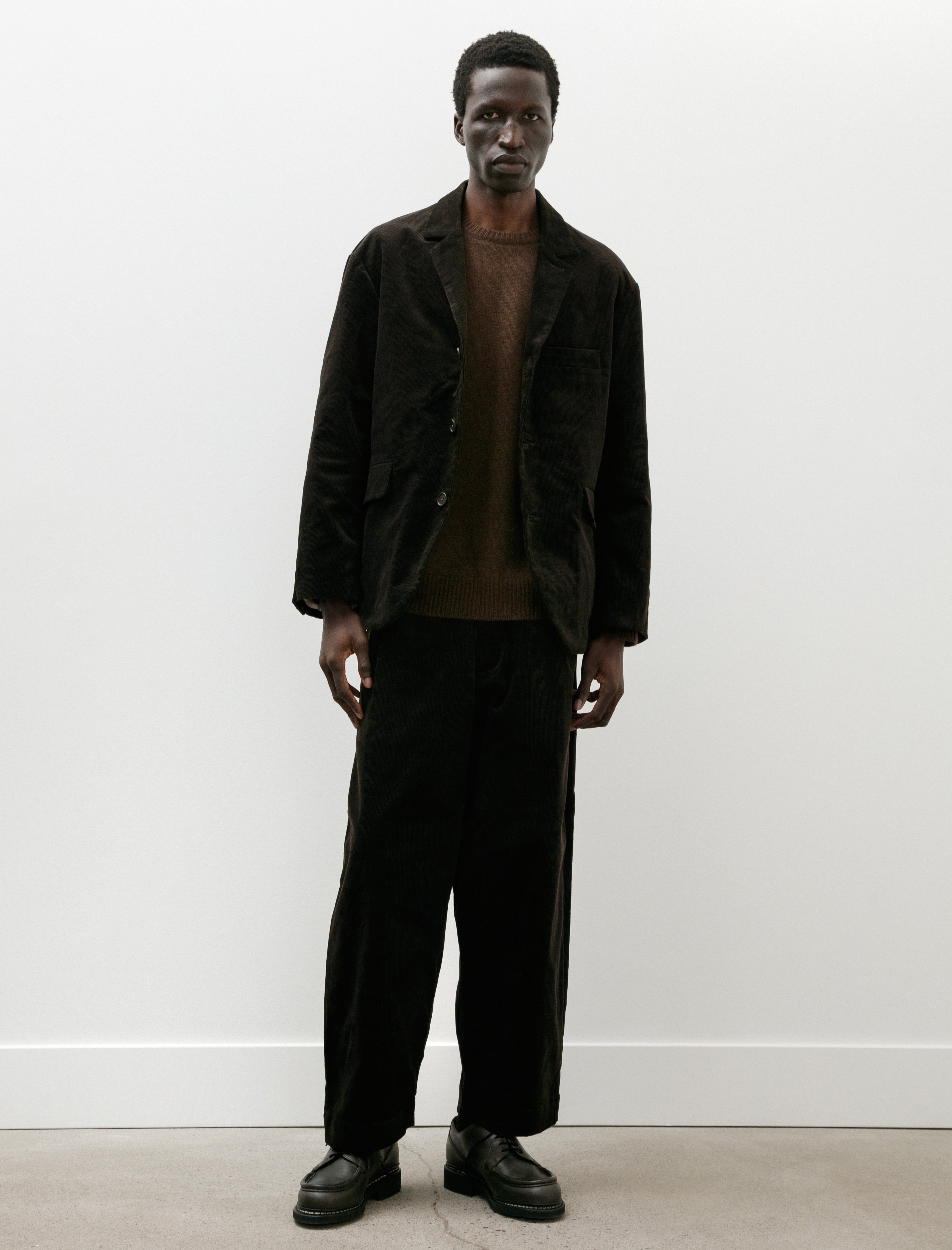 Evan Kinori Three Button Jacket Cotton Corduroy Dark Olive