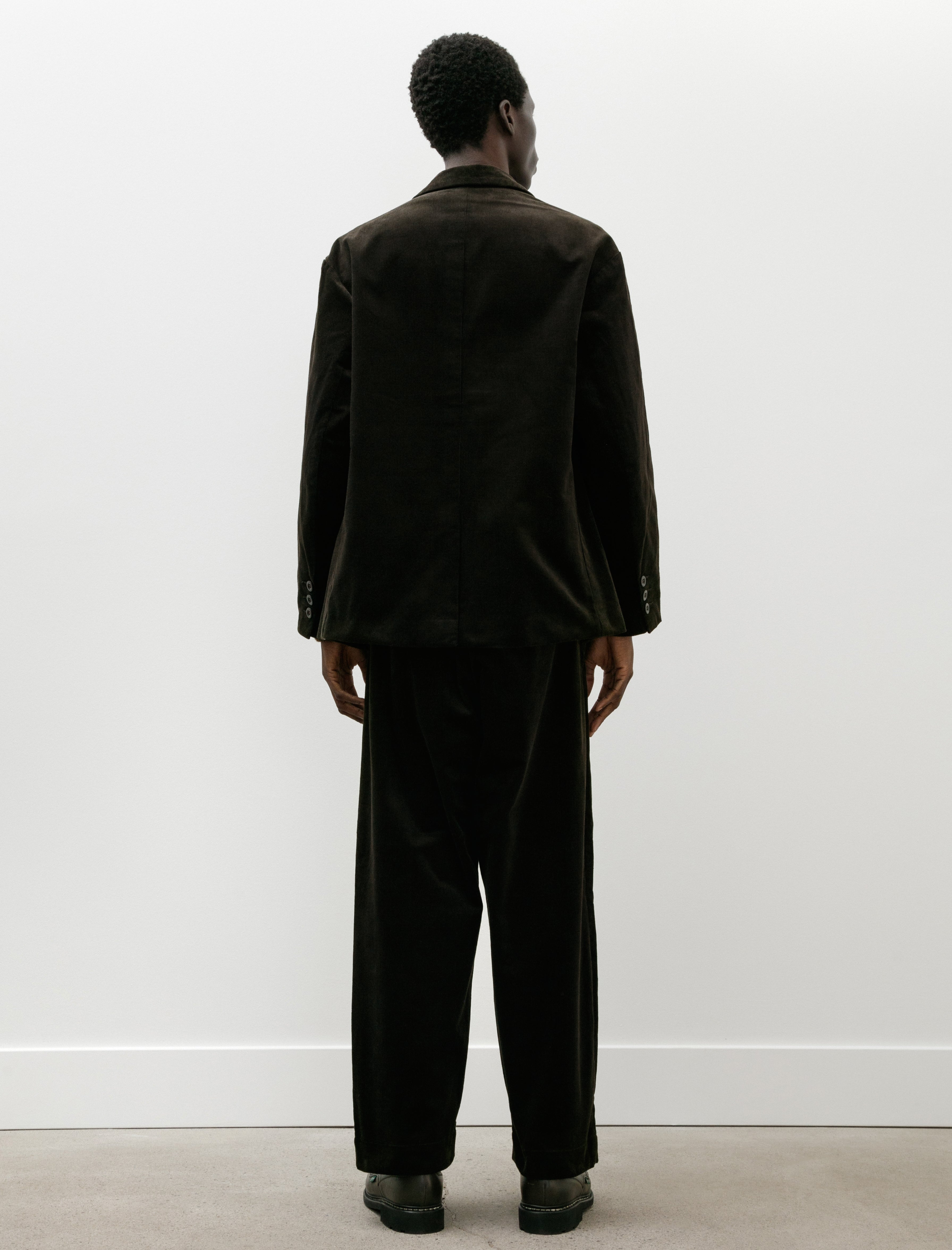 Evan Kinori Two Pleat Pant Cotton Corduroy Dark Olive