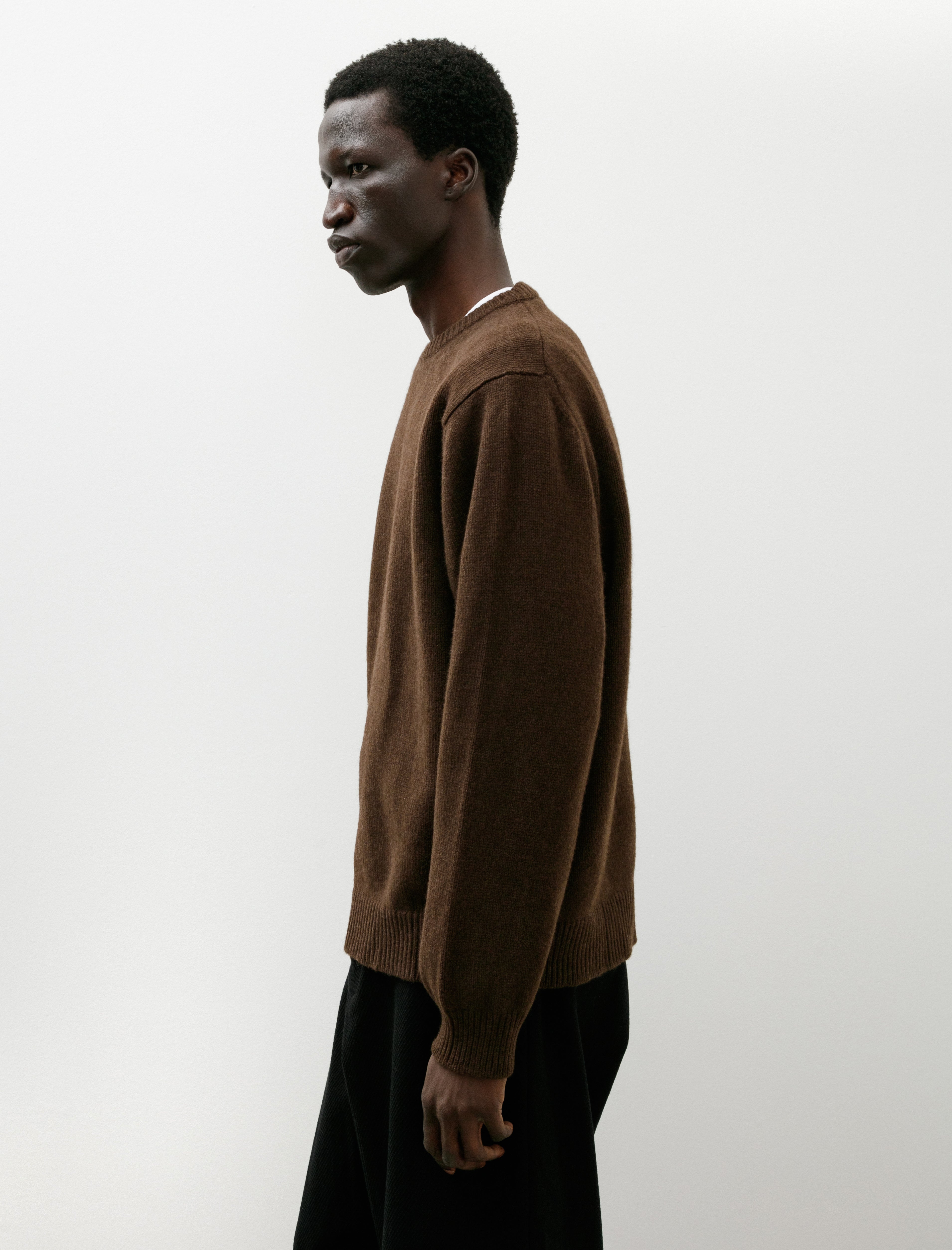 Evan Kinori Crewneck Sweater Undyed Yak Wool Natural Brown