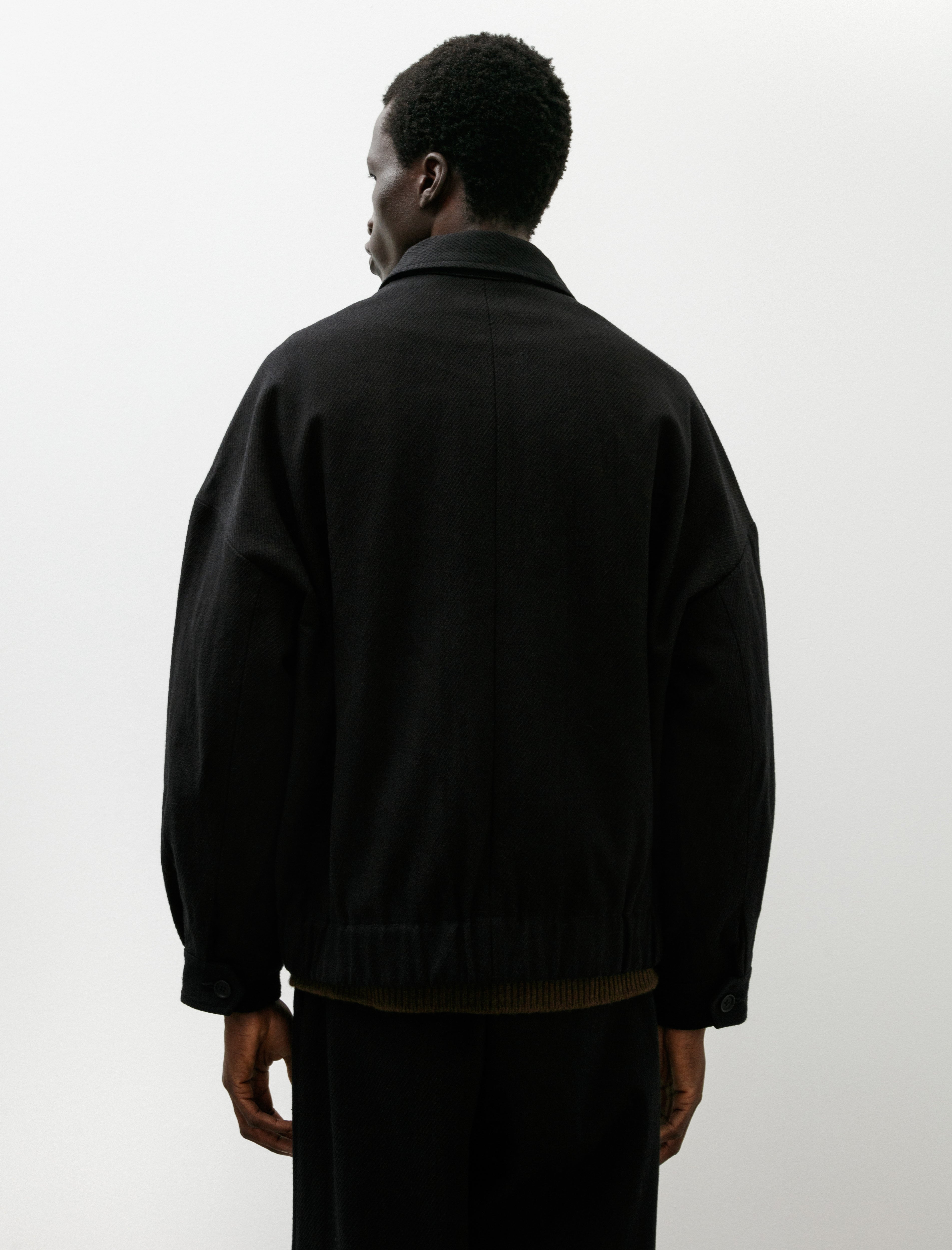 Evan Kinori Zip Jacket Two Cotton Kersey Black