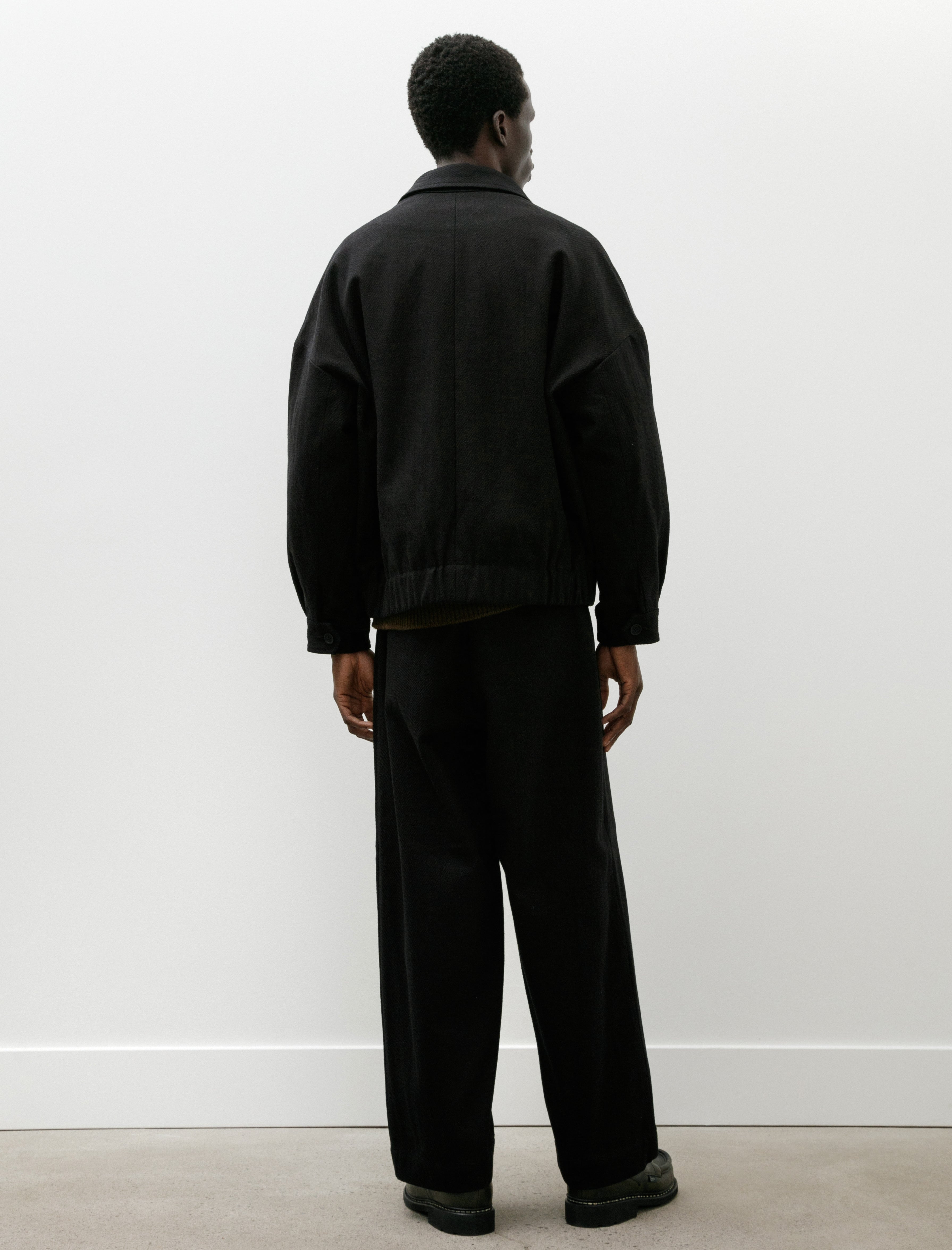 Evan Kinori Flat Front Pant Cotton Kersey Black