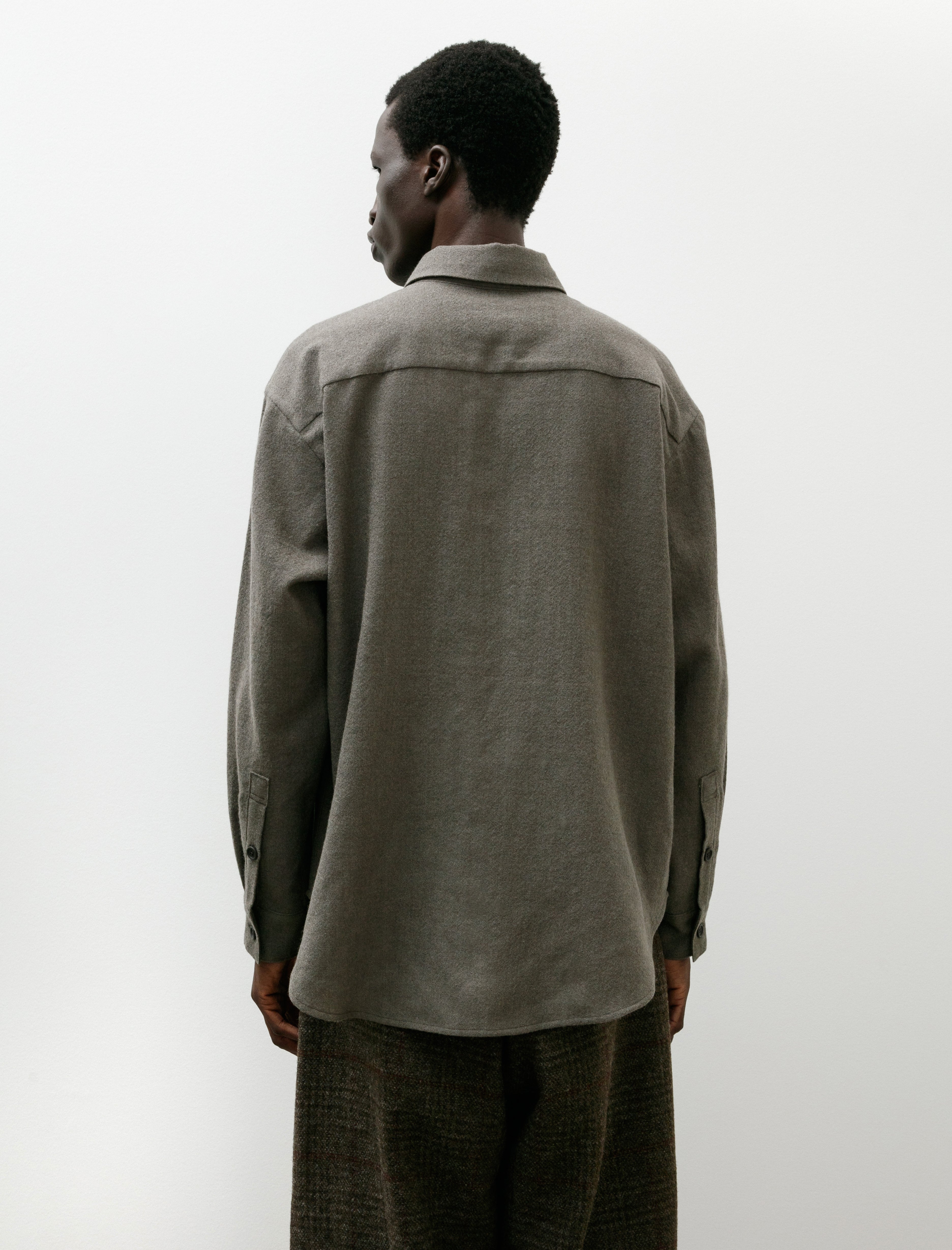 Evan Kinori Big Shirt Two Wool Gauze Heather Grey