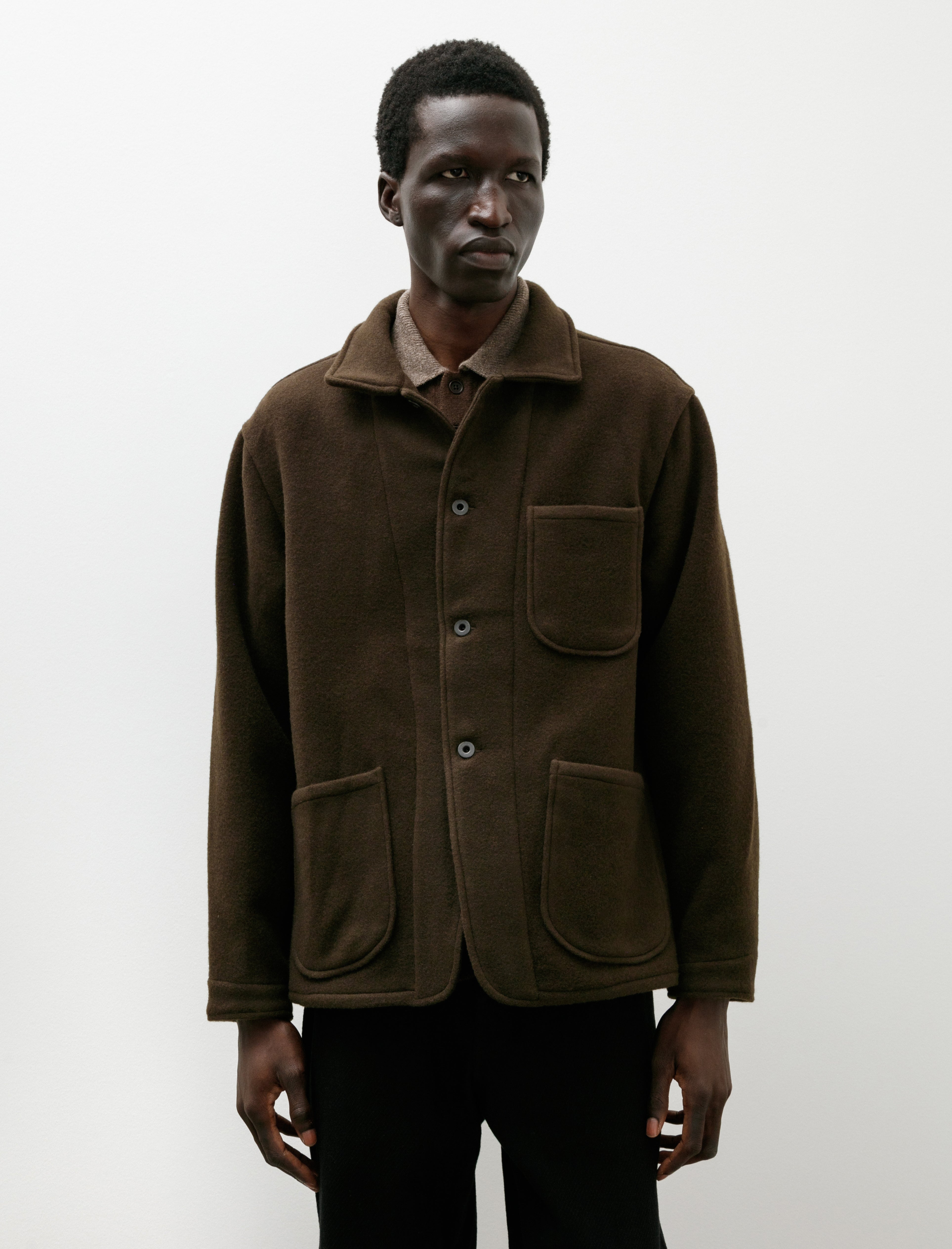 Evan Kinori Three Pocket Jacket Wool Cotton Blanket Cloth Dark Olive