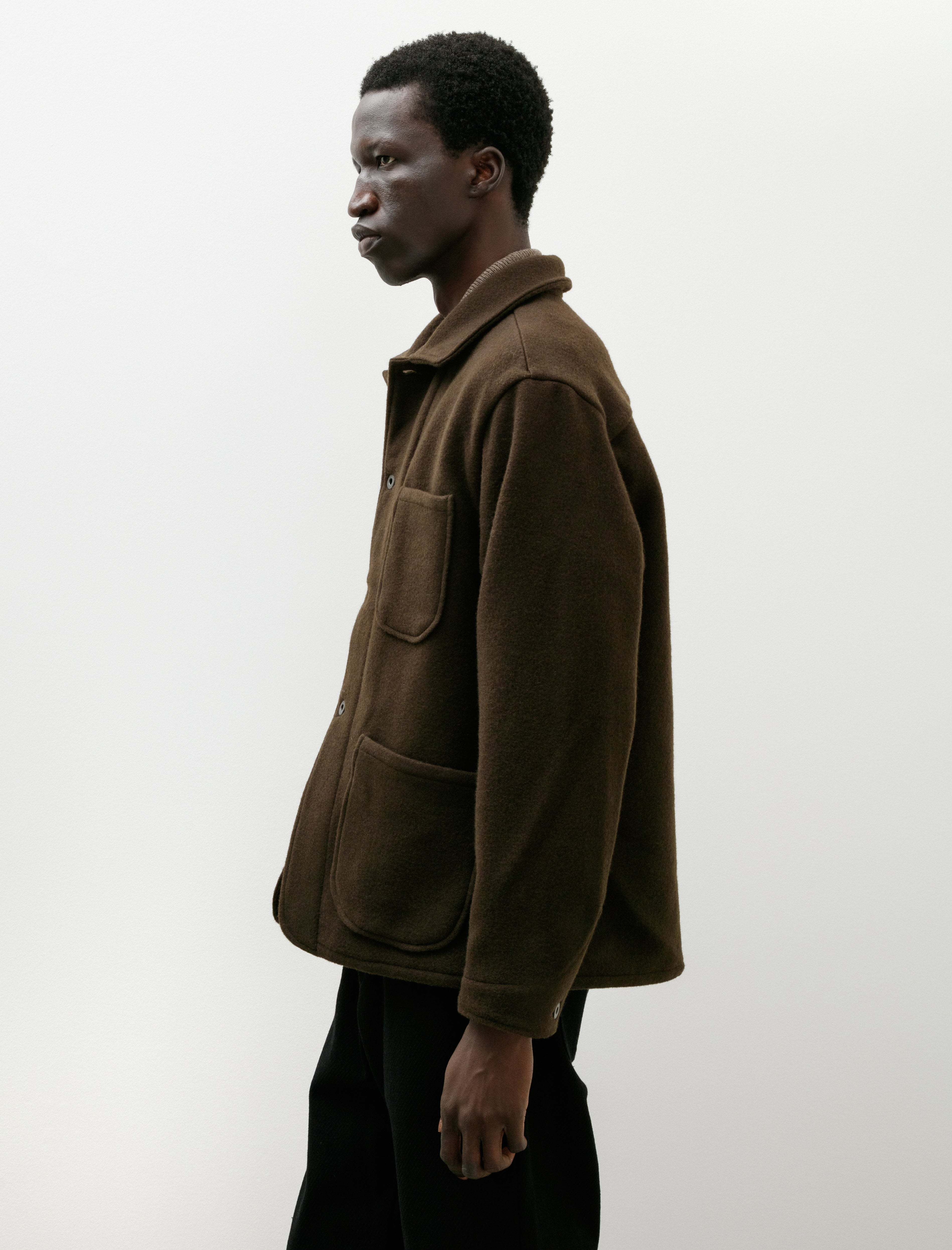 Evan Kinori Three Pocket Jacket Wool Cotton Blanket Cloth Dark Olive