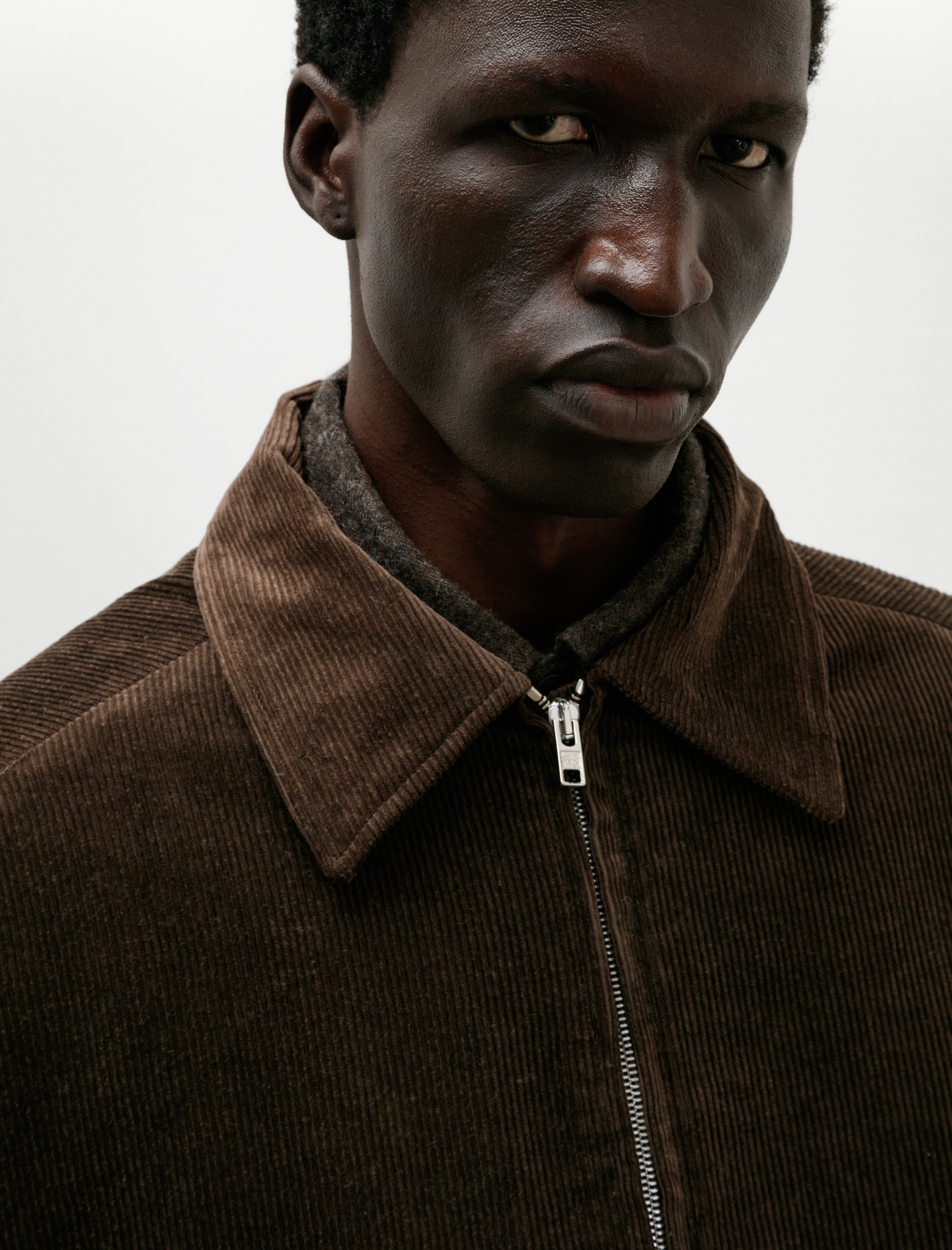 Evan Kinori Zip Jacket Two Sumi Ink Corduroy Brown