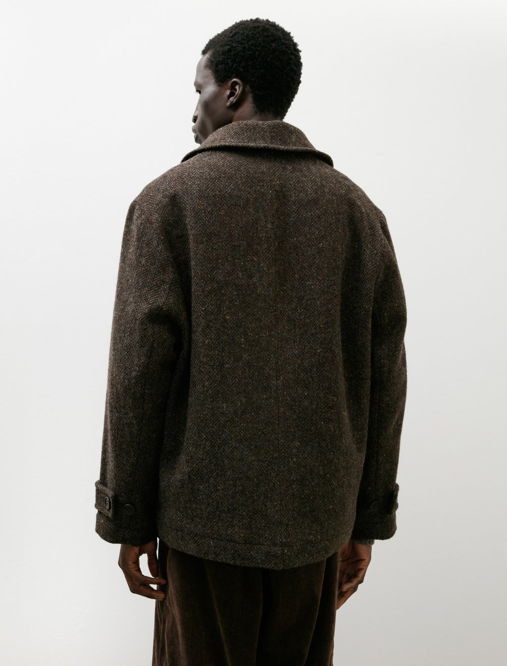 Evan Kinori Peacoat Wool Herringbone Brown/Charcoal – Neighbour