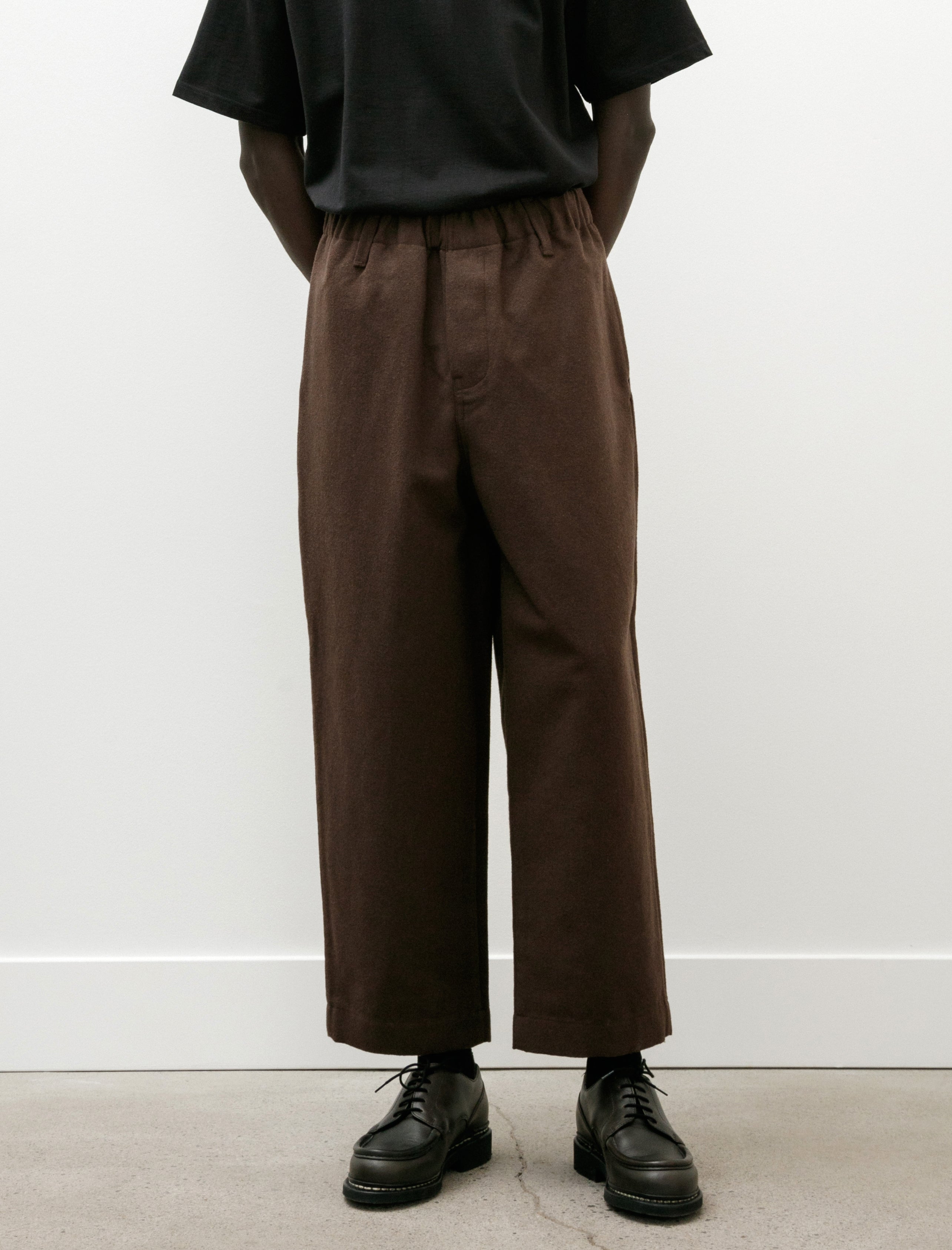 Evan Kinori Elastic Pant Brush Wool Cotton Linen Dark Olive