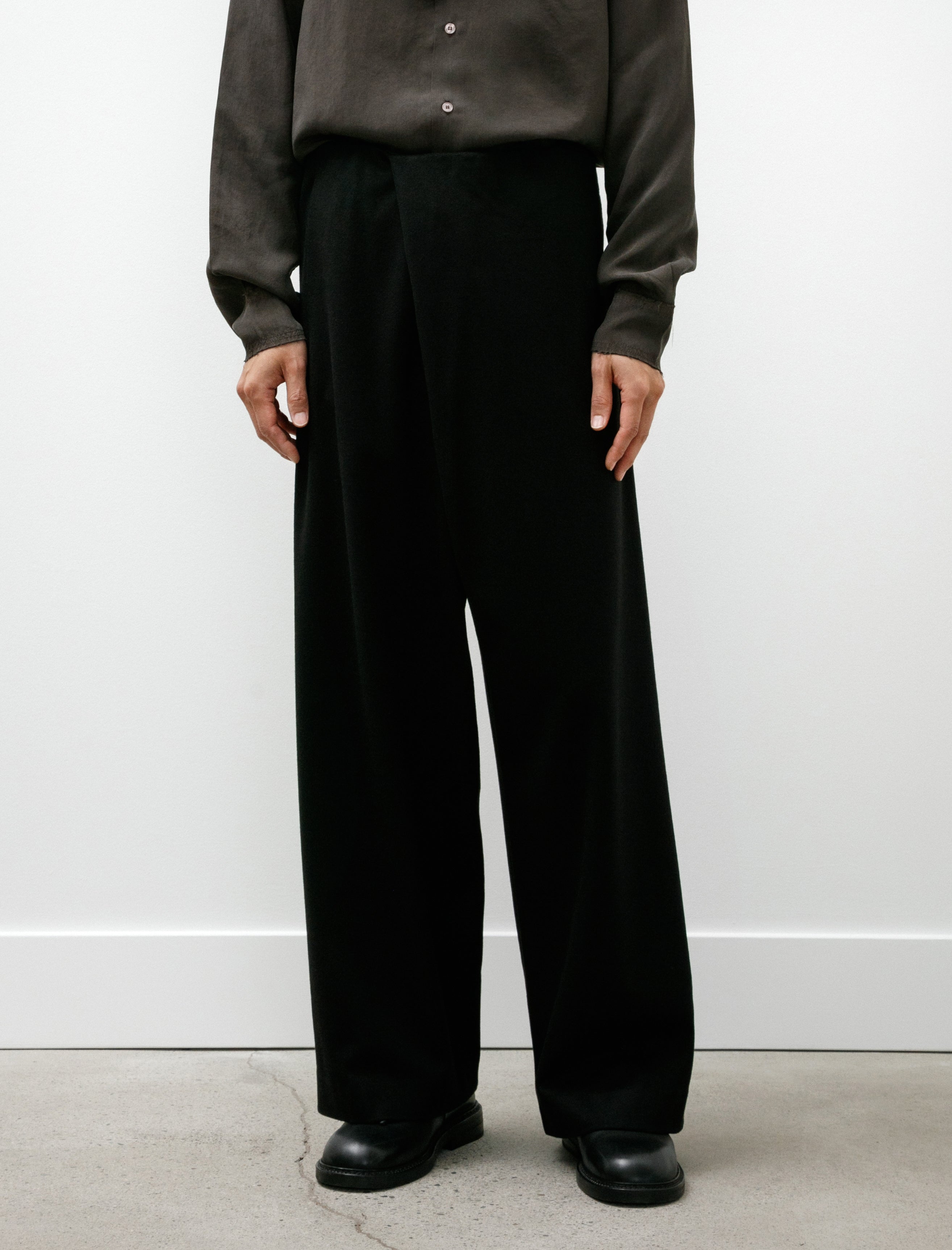 Gabriela Coll Garments No. 310 Heavy Wool Crossed Trousers Black