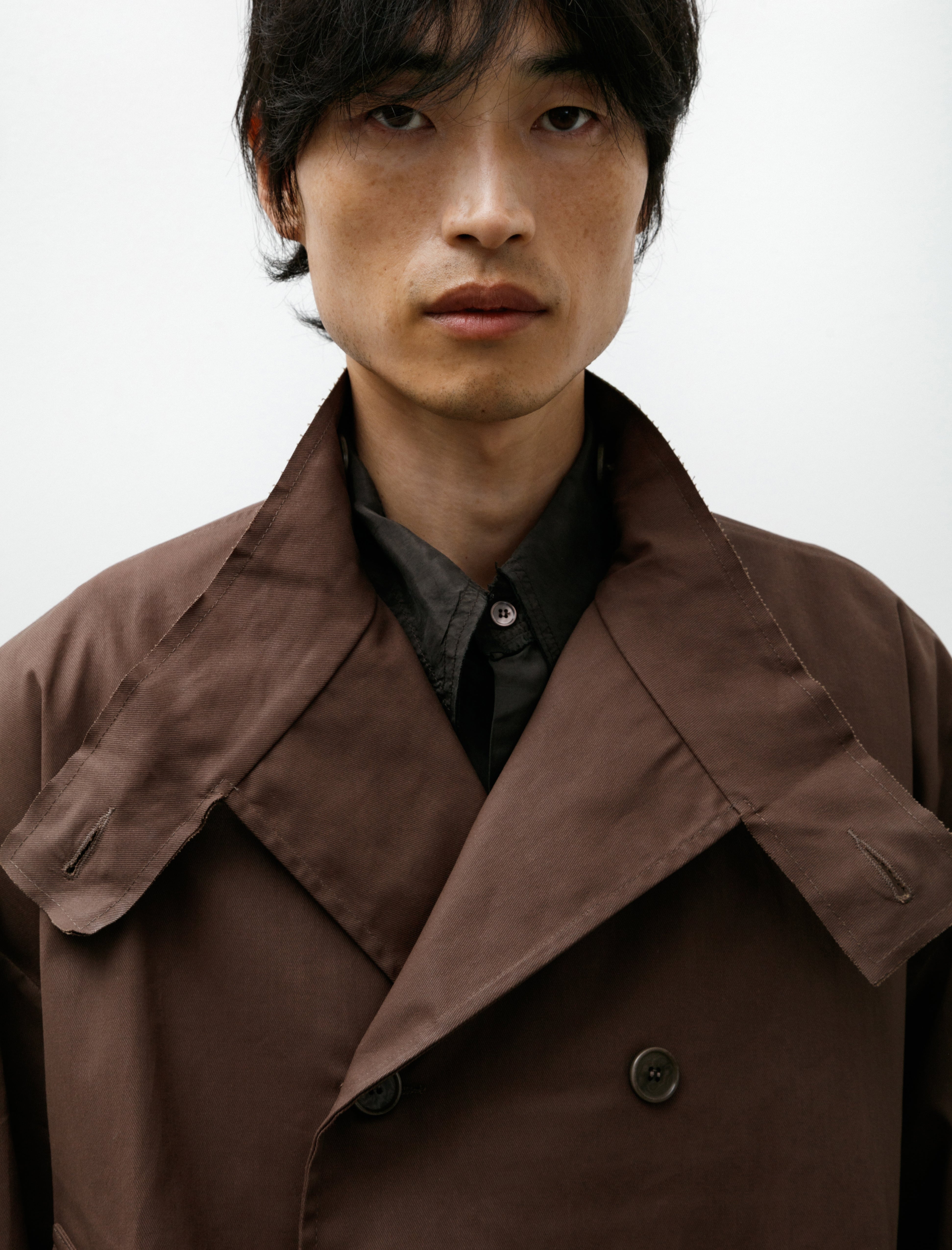 Gabriela Coll Garments No. 286 Cropped Oversized Jacket Brown Coated Cotton