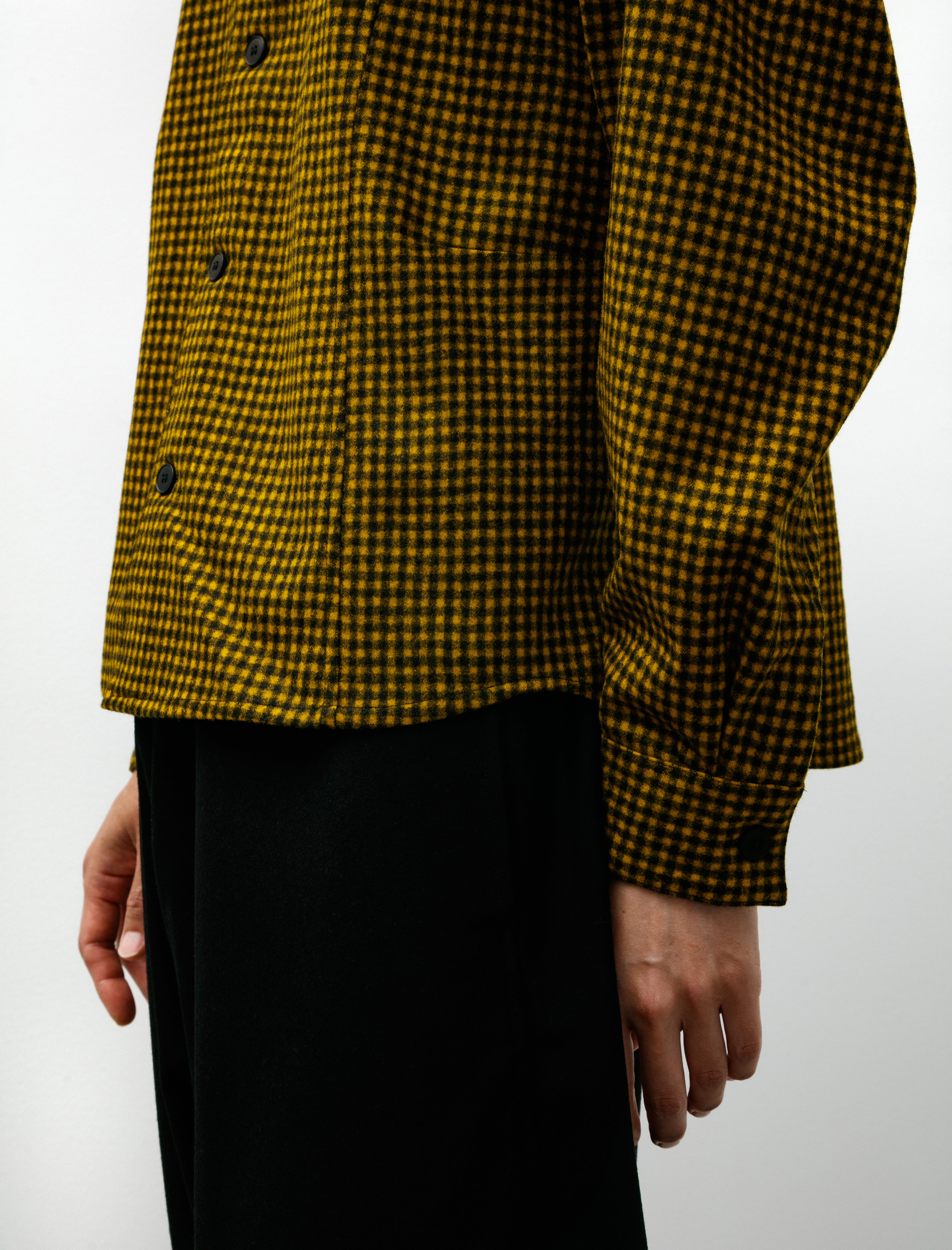 Unkruid Corset Shirt Black Yellow Checked Fine Loden