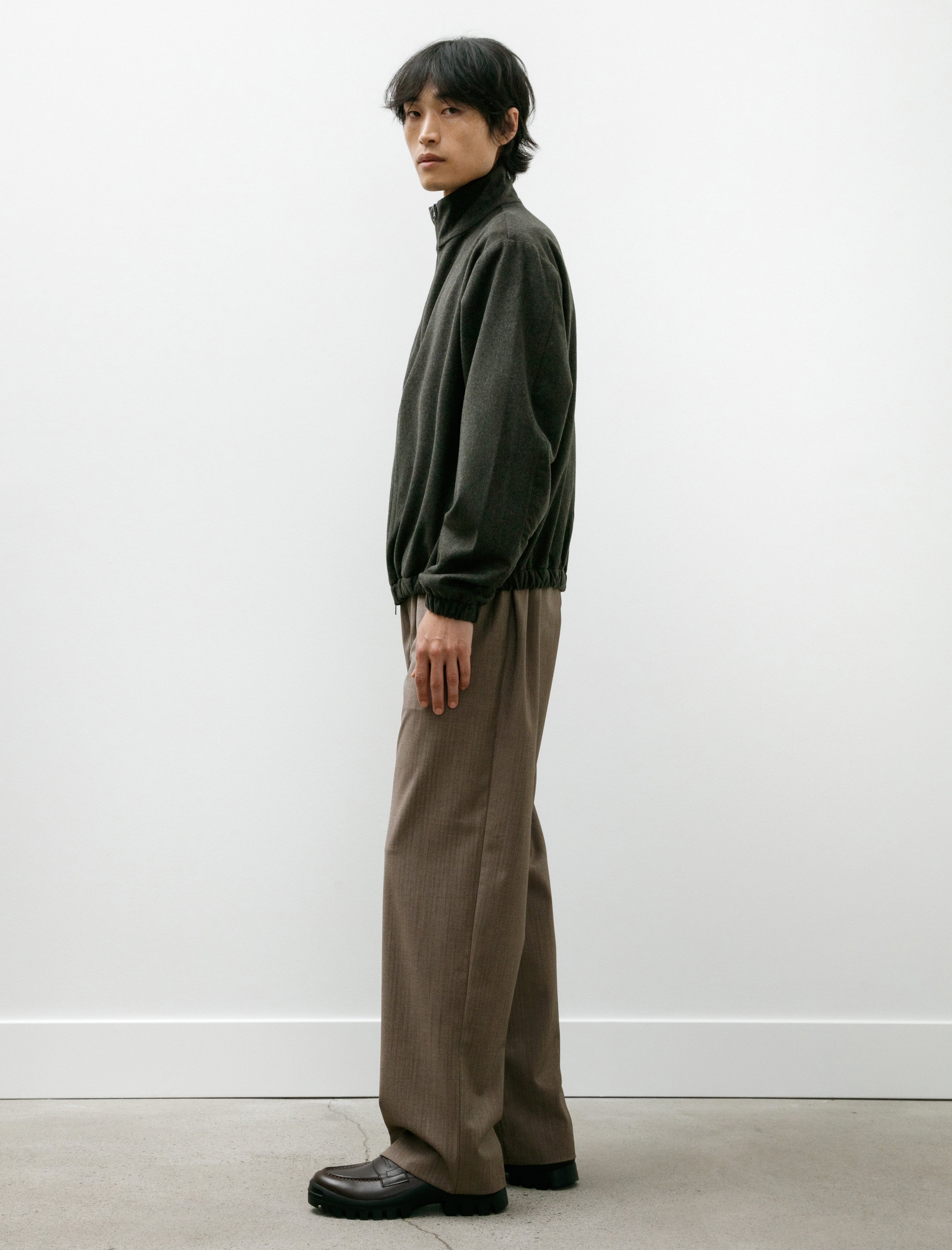 Gabriela Coll Garments No. 288 Fine Wool Drawstring Trousers Brown Herringbone