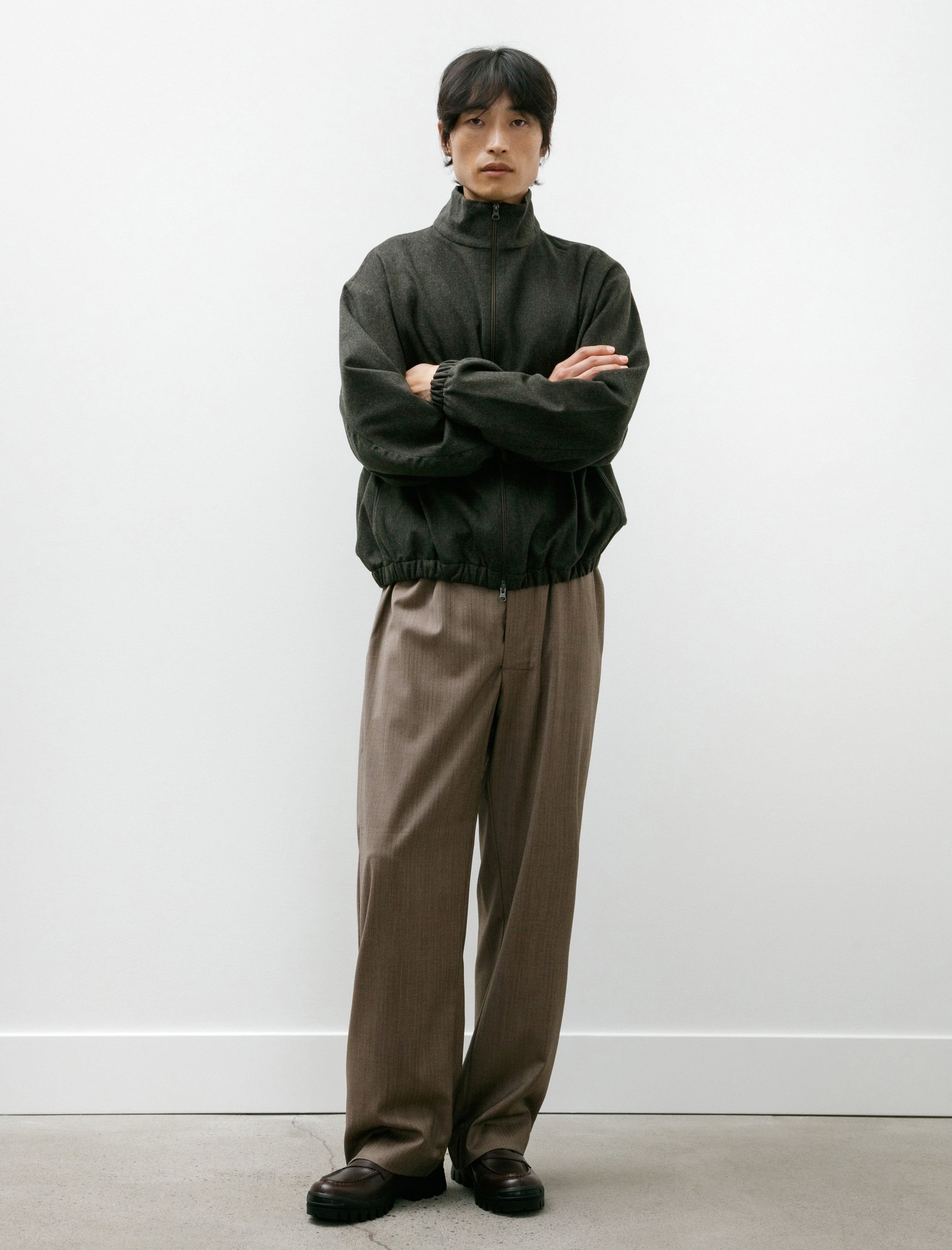 Gabriela Coll Garments No. 288 Fine Wool Drawstring Trousers Brown Herringbone