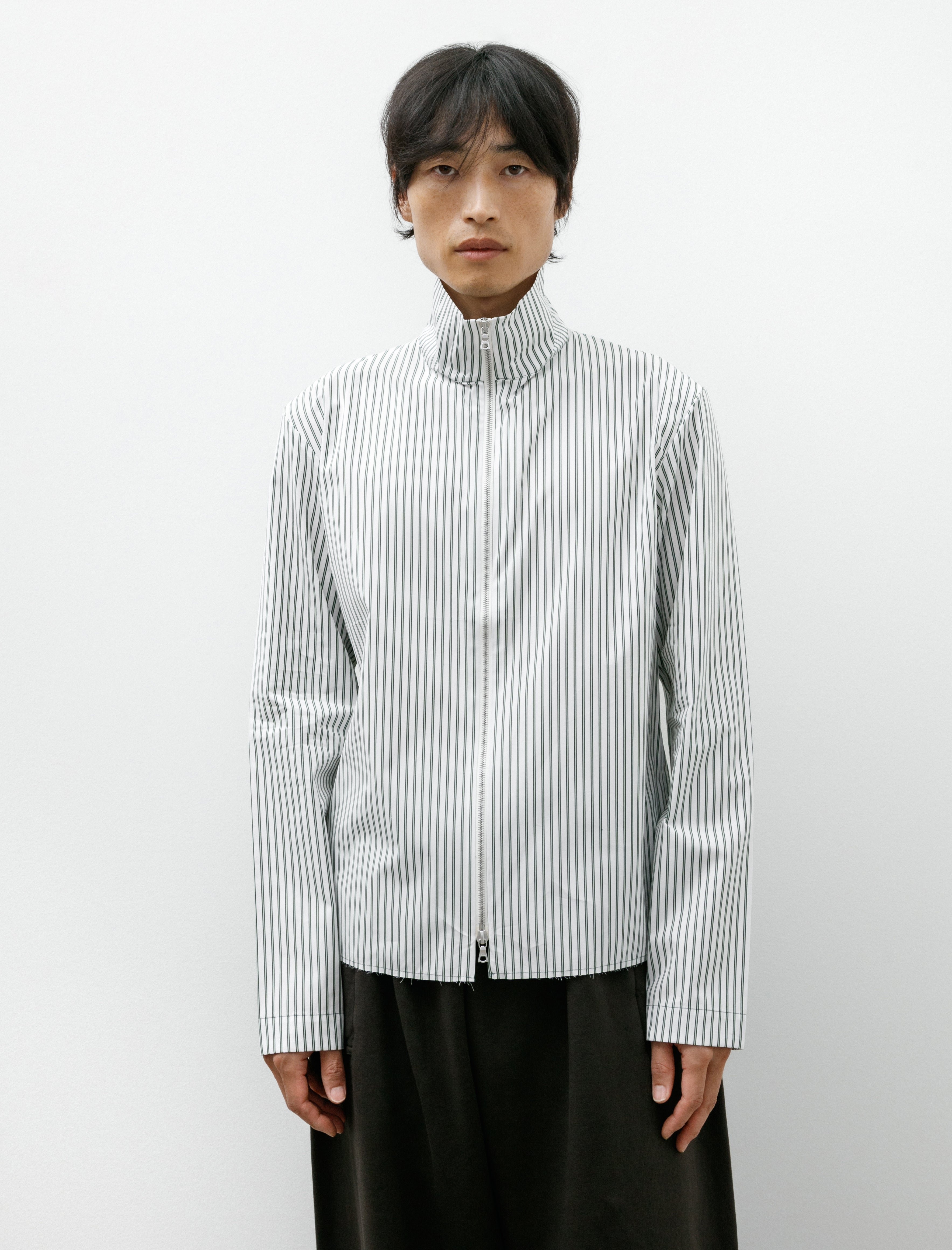 Gabriela Coll Garments No. 323 Polin Zipper Shirt Striped Green