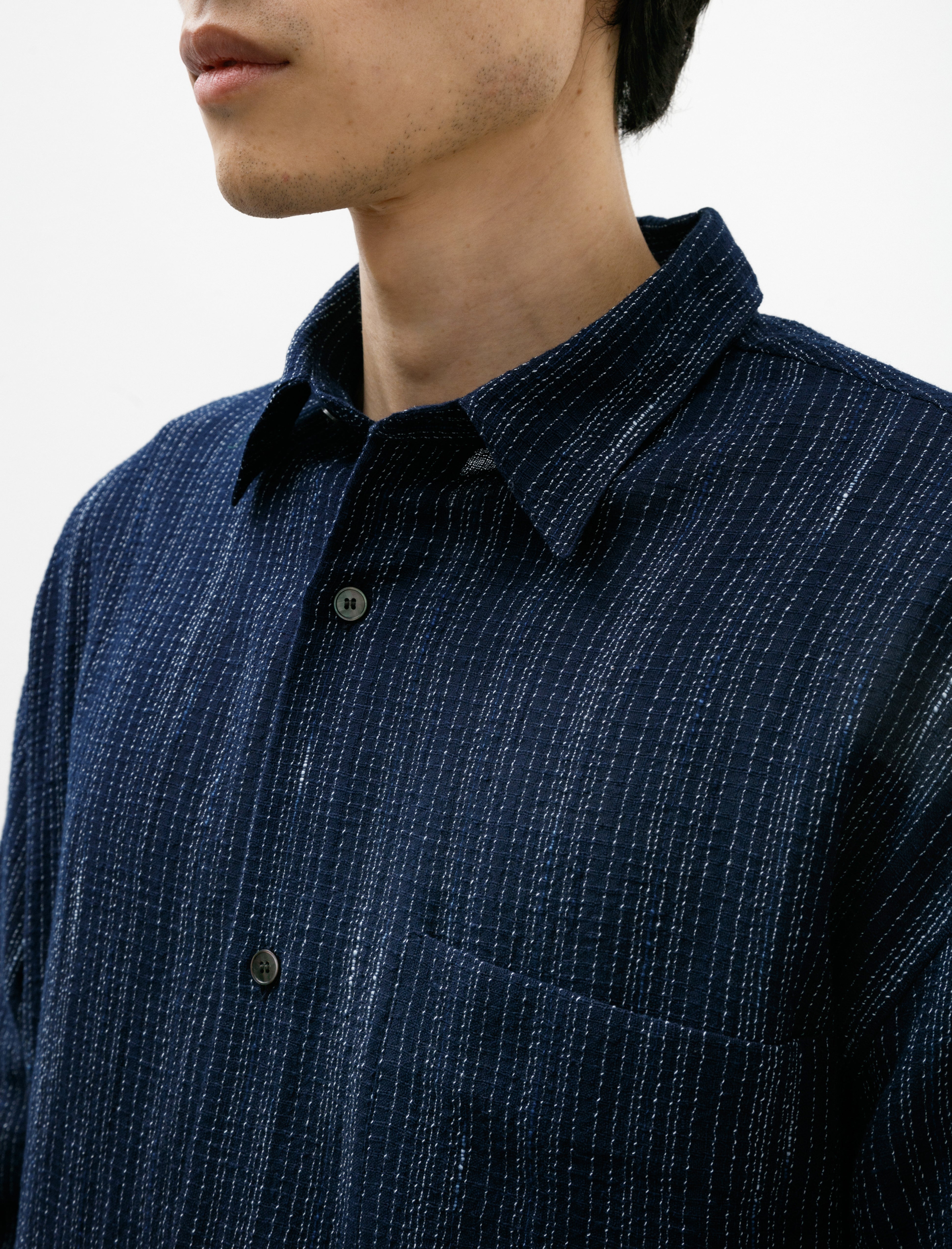 Seya Eternal Shirt Vegetal Dye Crepe Indigo Rain