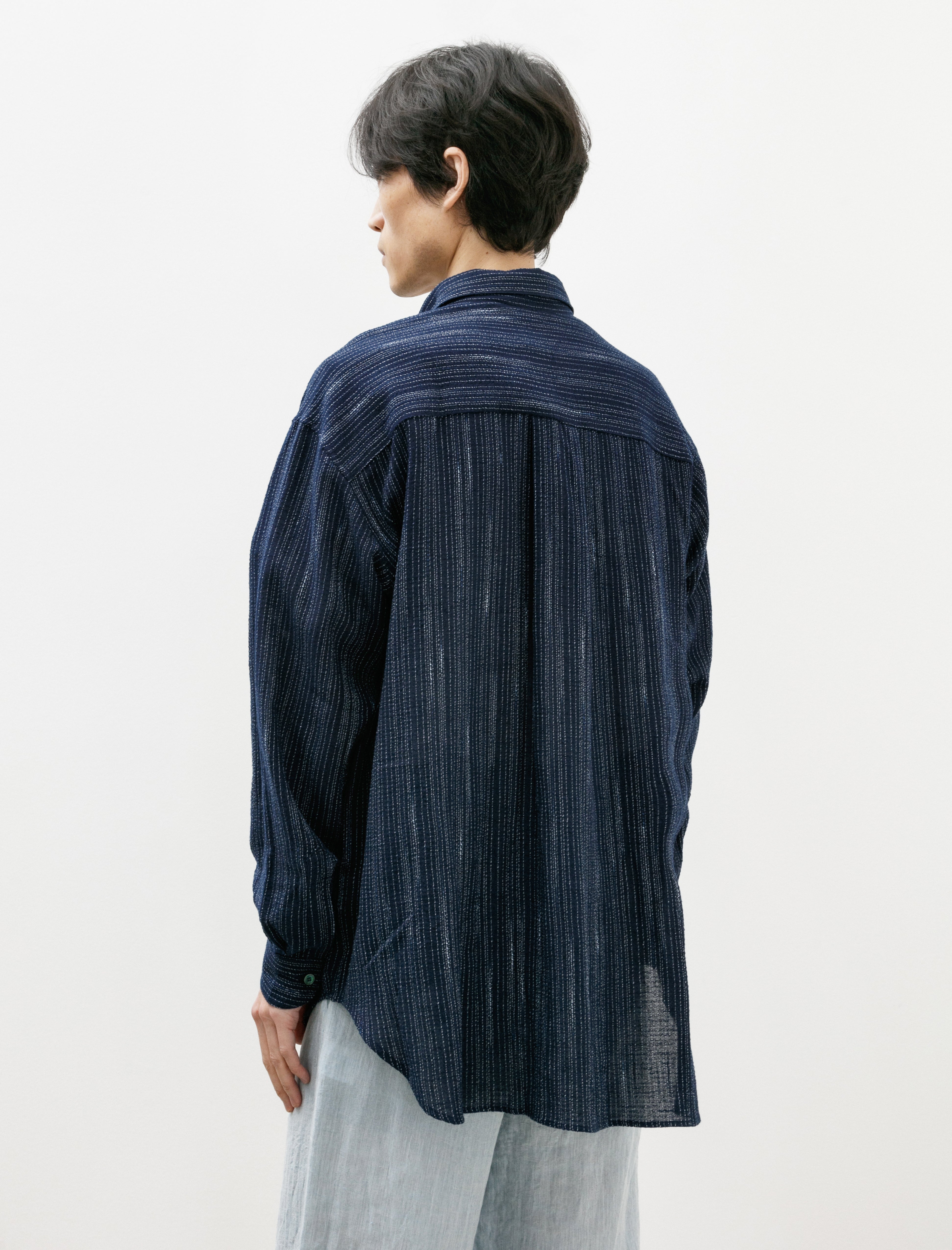 Seya Eternal Shirt Vegetal Dye Crepe Indigo Rain