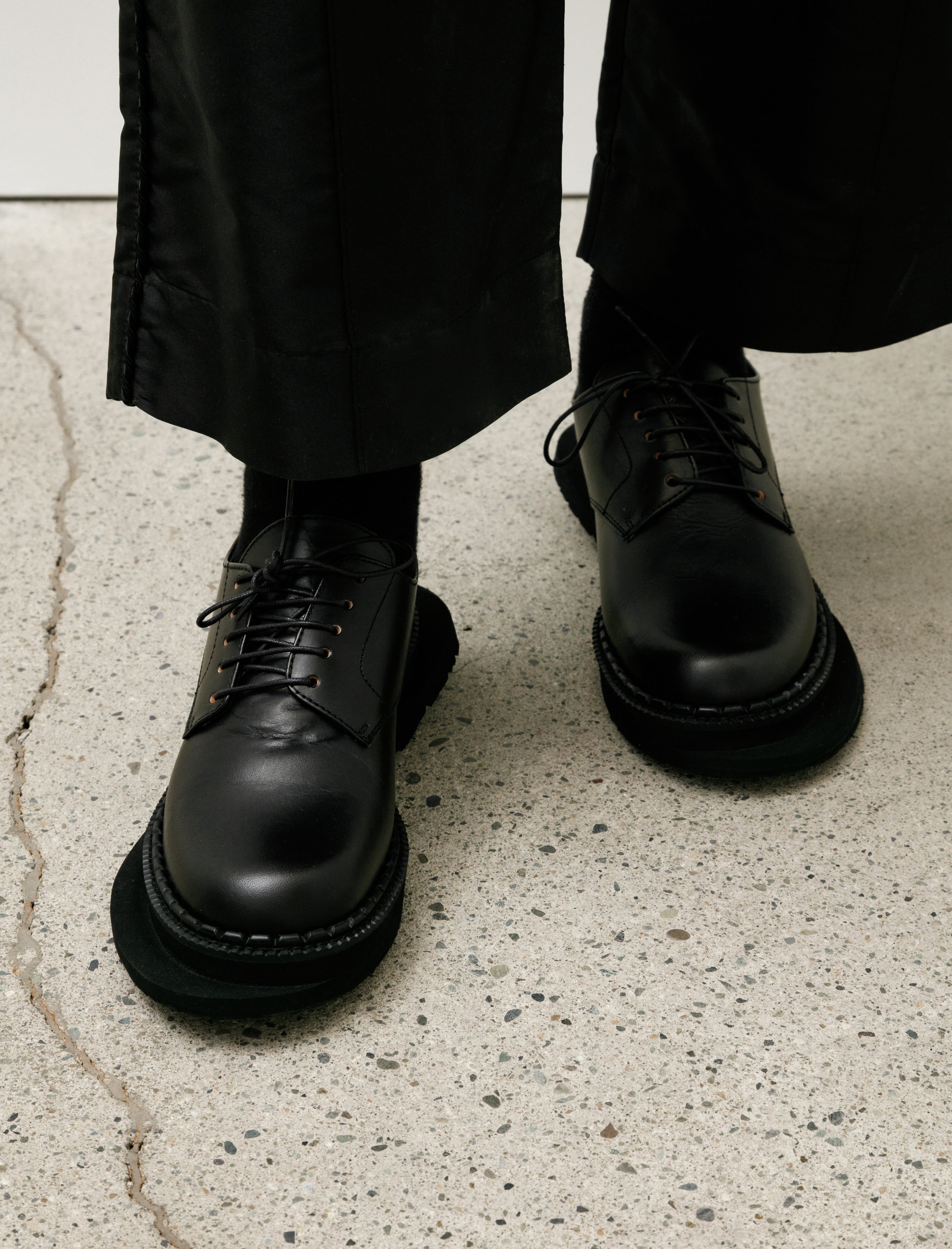 Y's by Yohji Yamamoto Irregular Shoes Leather Black