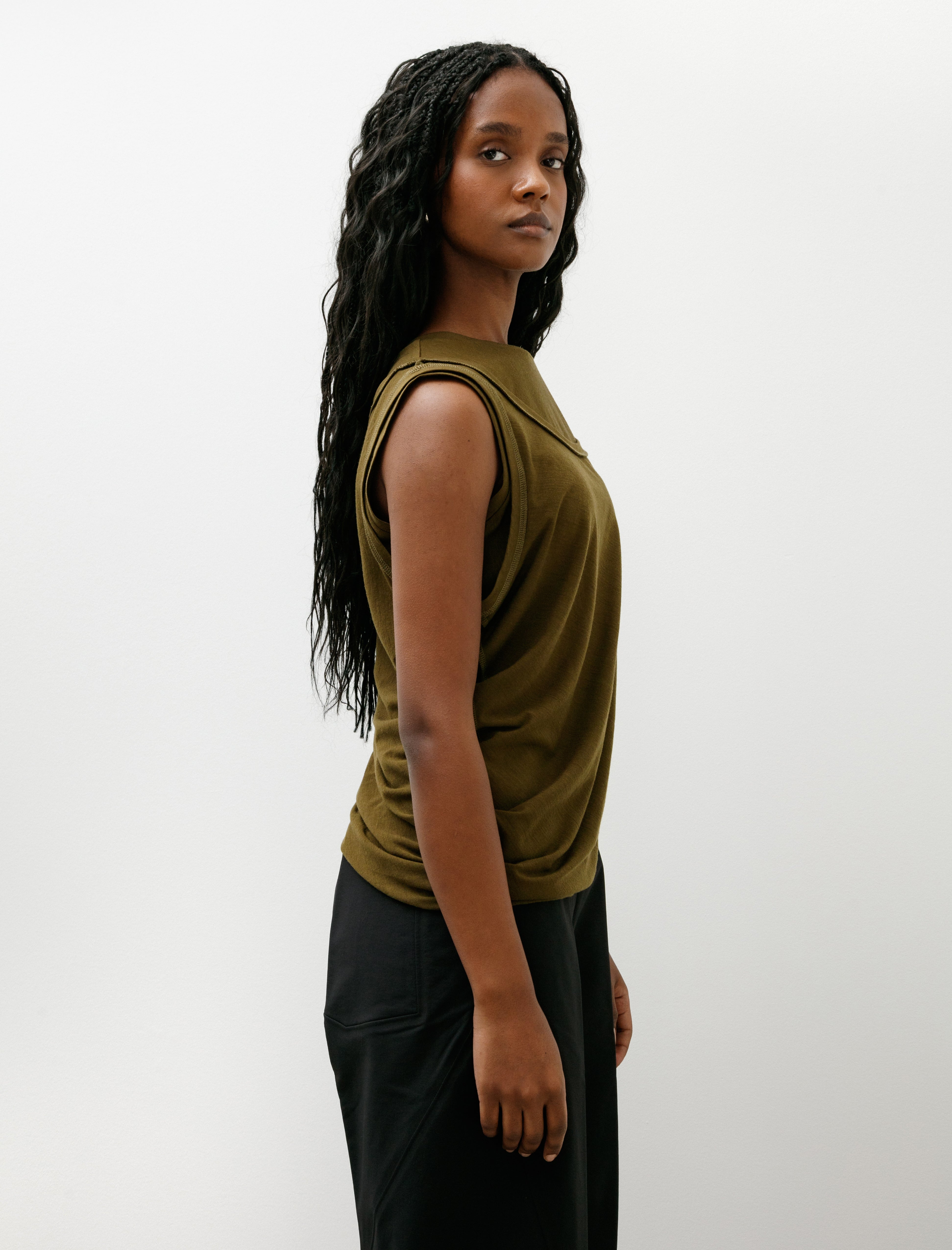 Wanze Double Layered Tank Merino Wool Olive