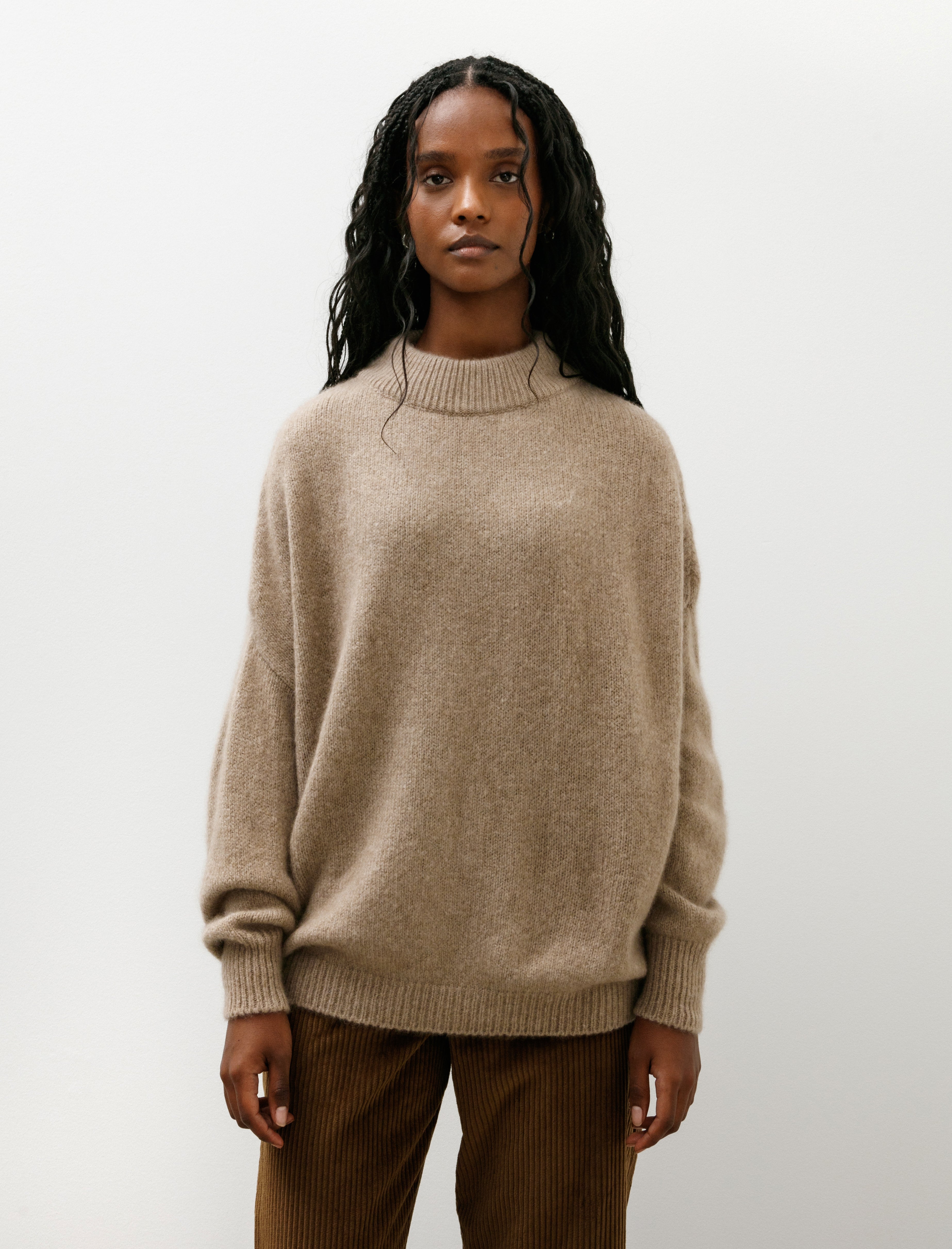 Dušan Crewneck Kimono Sleeve Sweater Desert