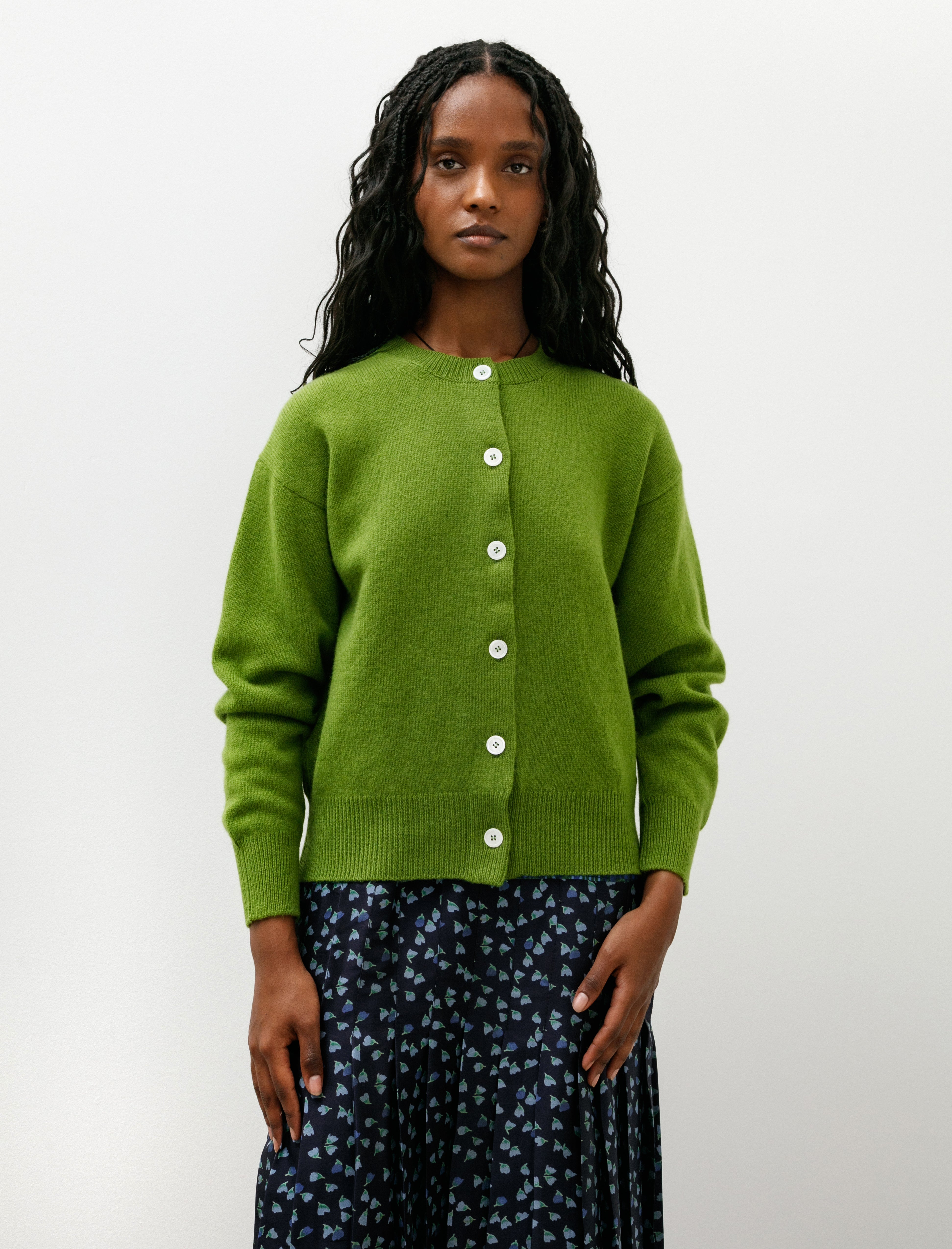 & Daughter Ada Crewneck Cardigan Pickle Green