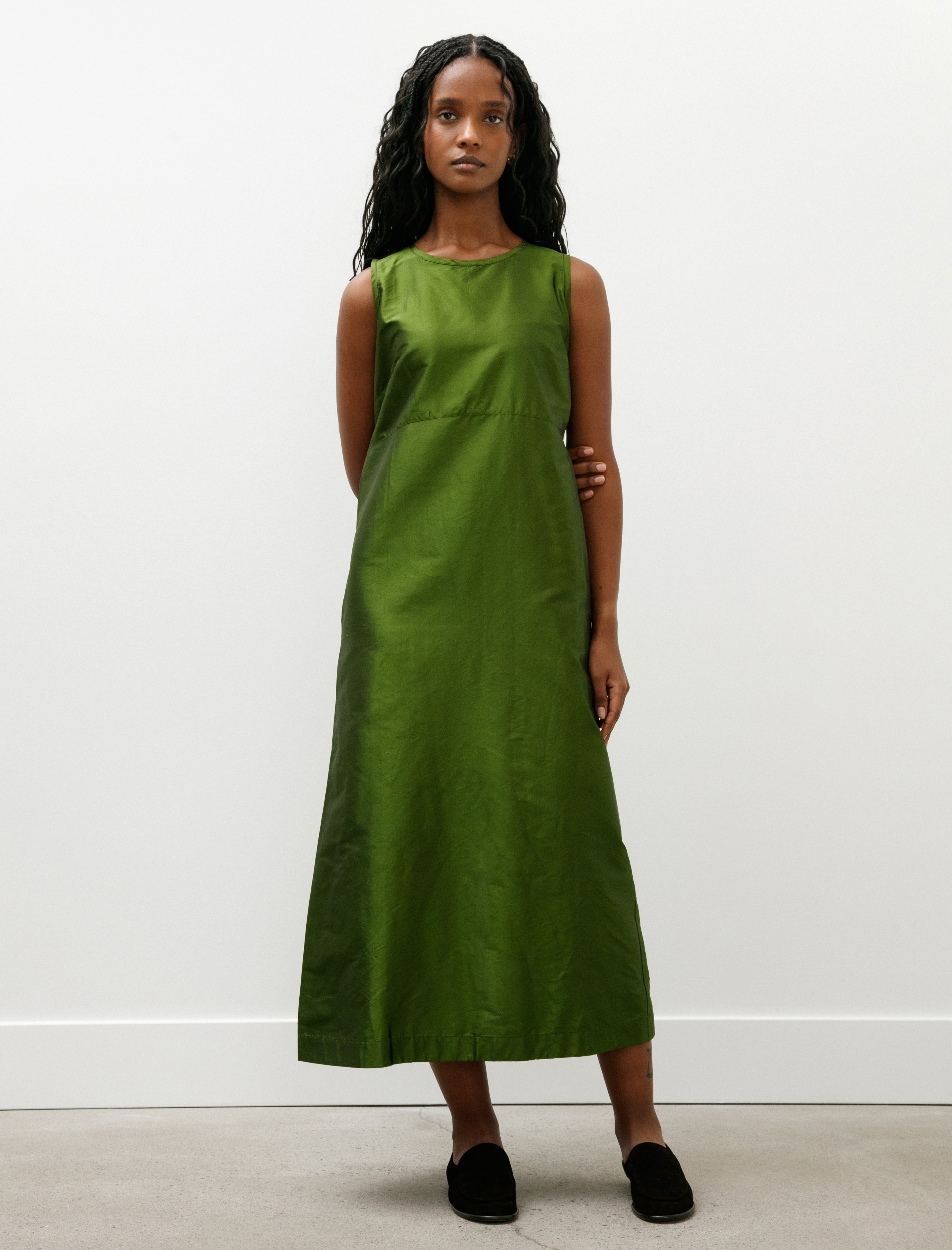 Cawley Silk Dupion Erika Dress Bottle Green