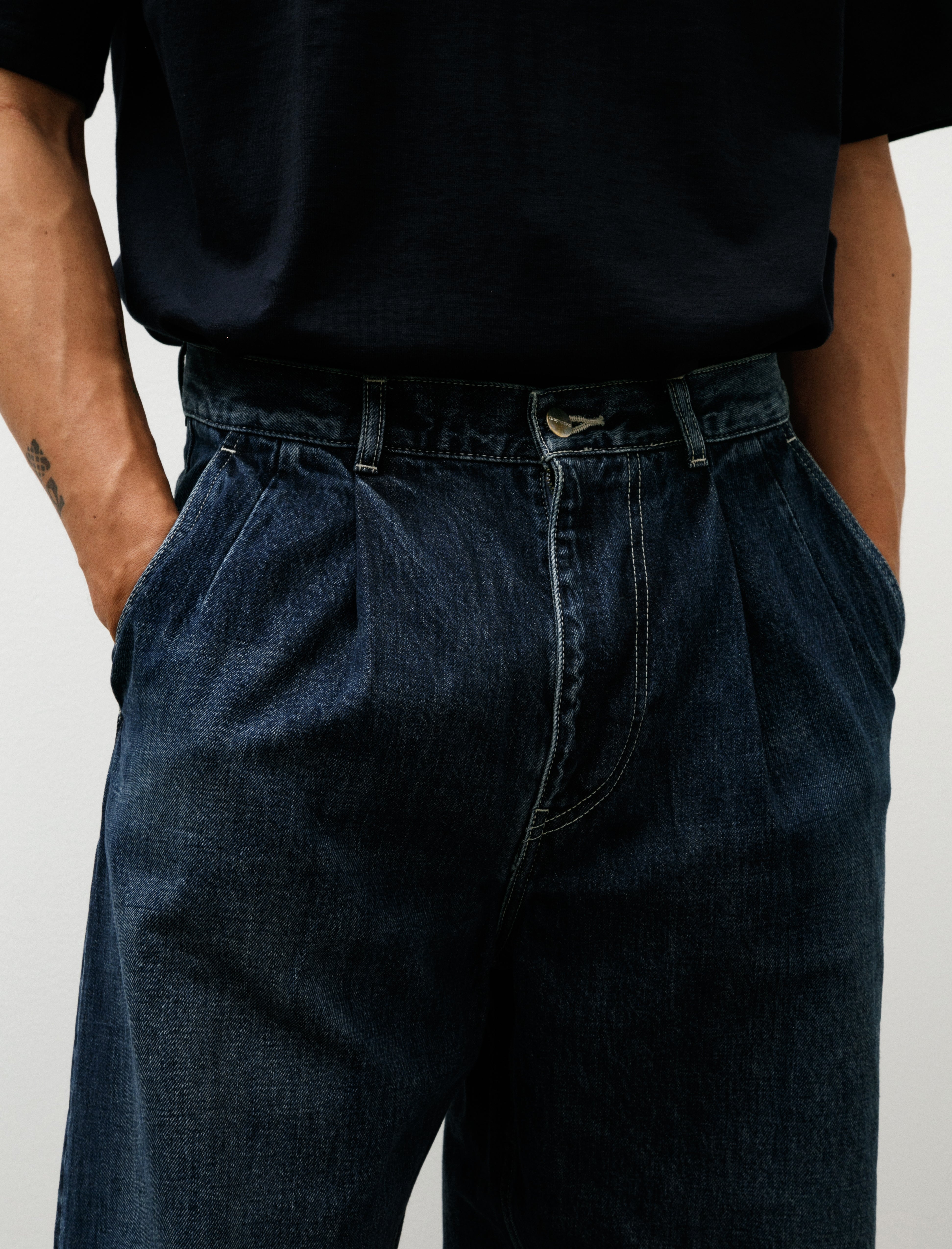 Graphpaper Selvage Denim Two Tuck Pants Indigo Dark Fade