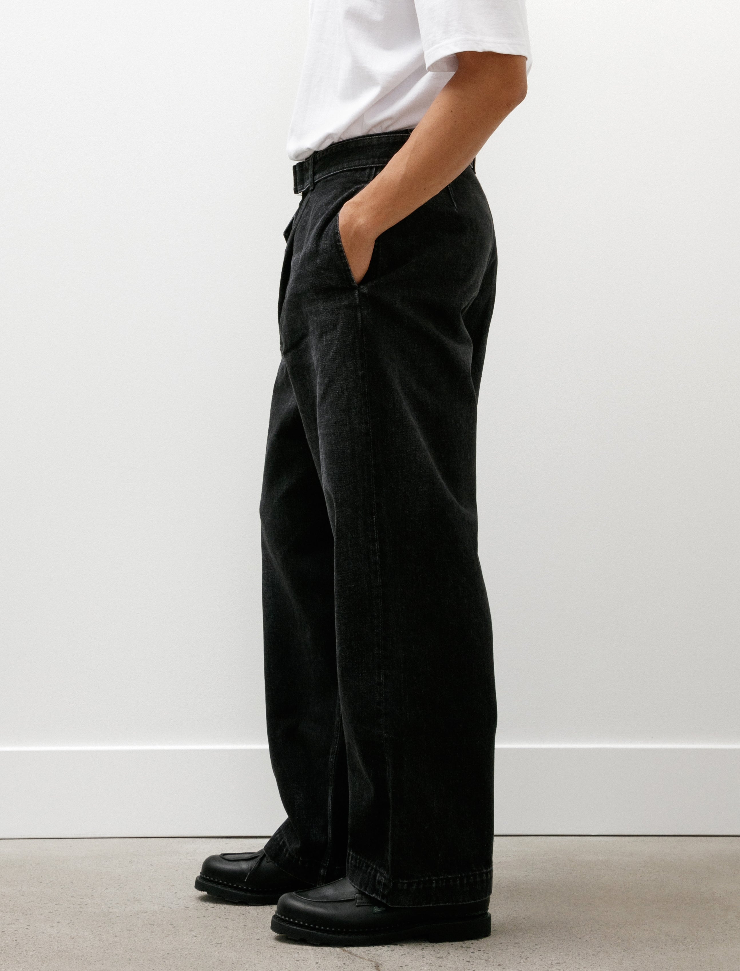 Graphpaper Selvage Denim Belted Pants Black Dark Fade