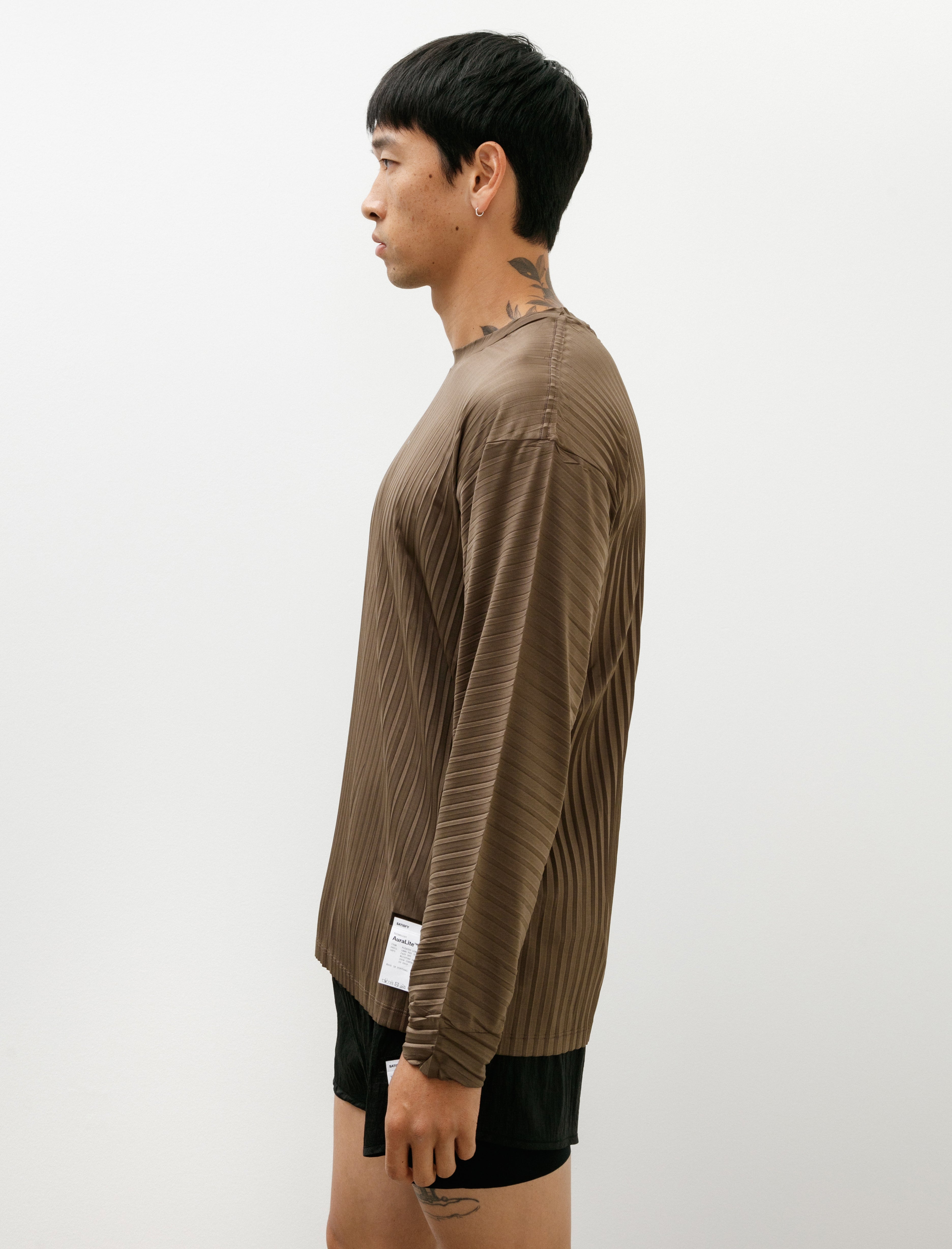 Satisfy Auralite Pleated Long Tee Olive