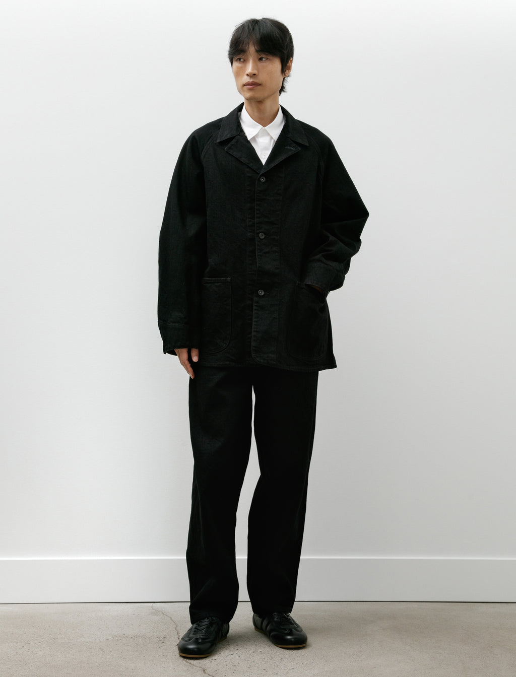 COMOLI BELTED PANTS ネイビー　4 COMOLI Black Denim Belted Pants, Black – Navyblue