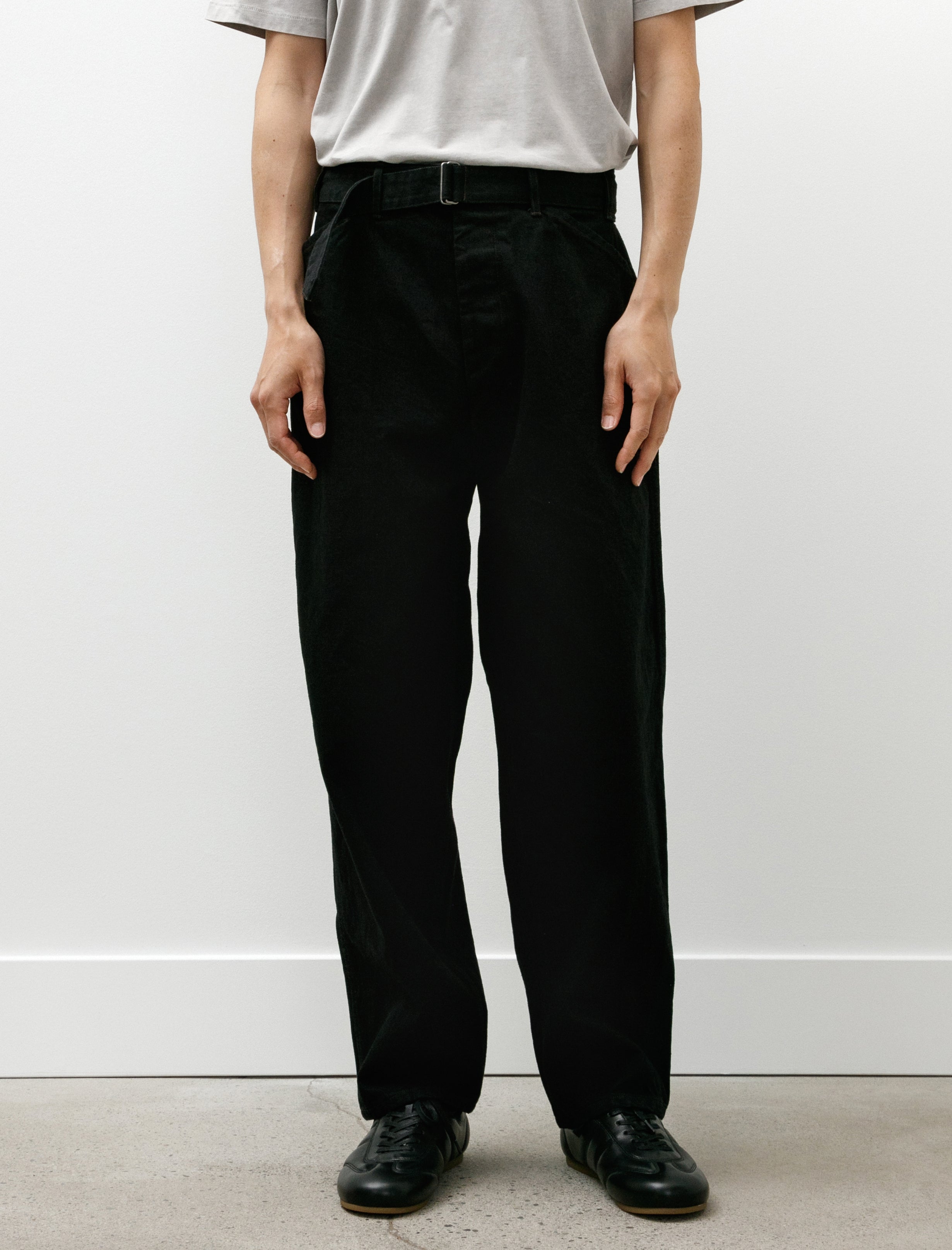 Comoli Black Denim Belted Pants