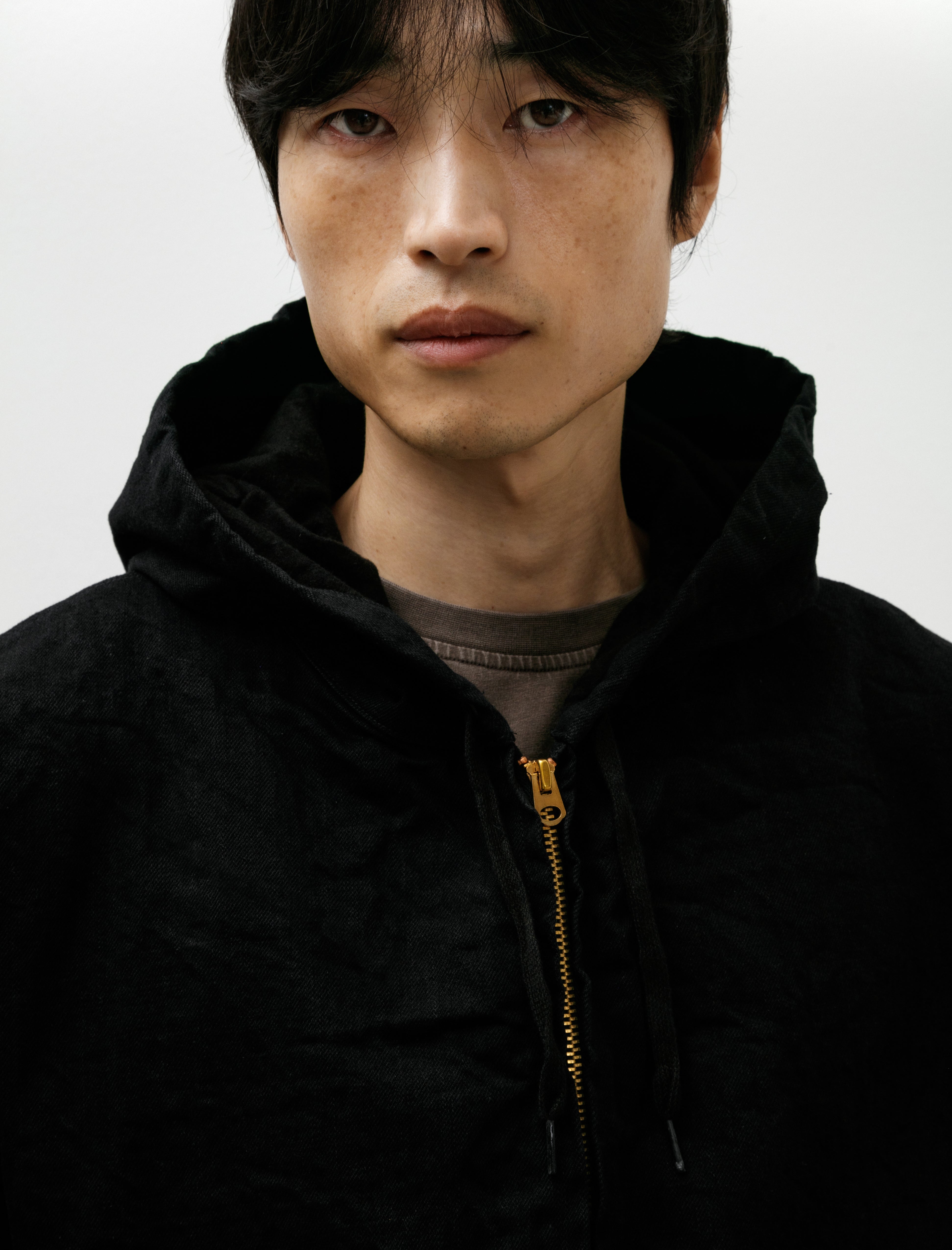 Comoli Black Denim Zip Parka