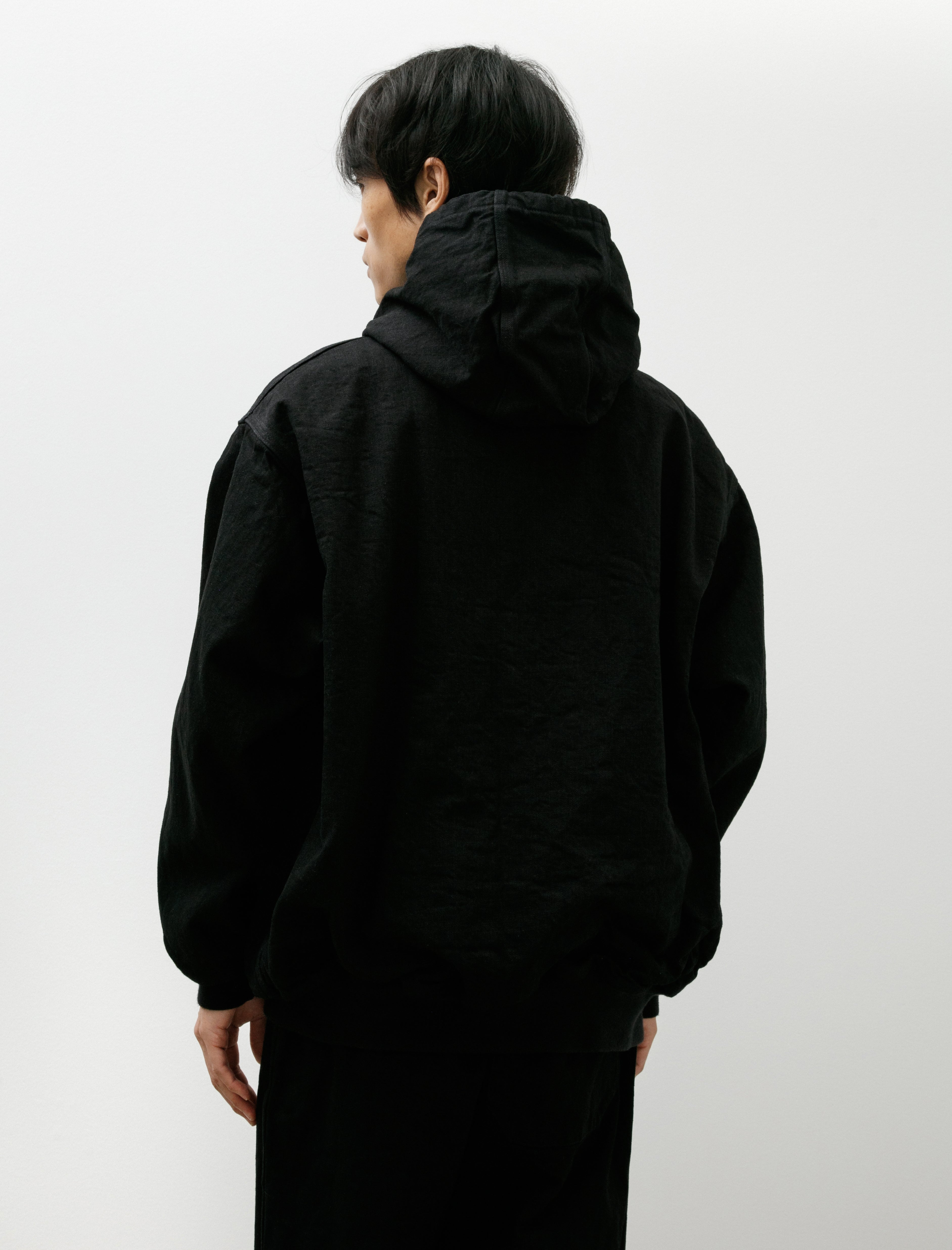 Comoli Black Denim Zip Parka