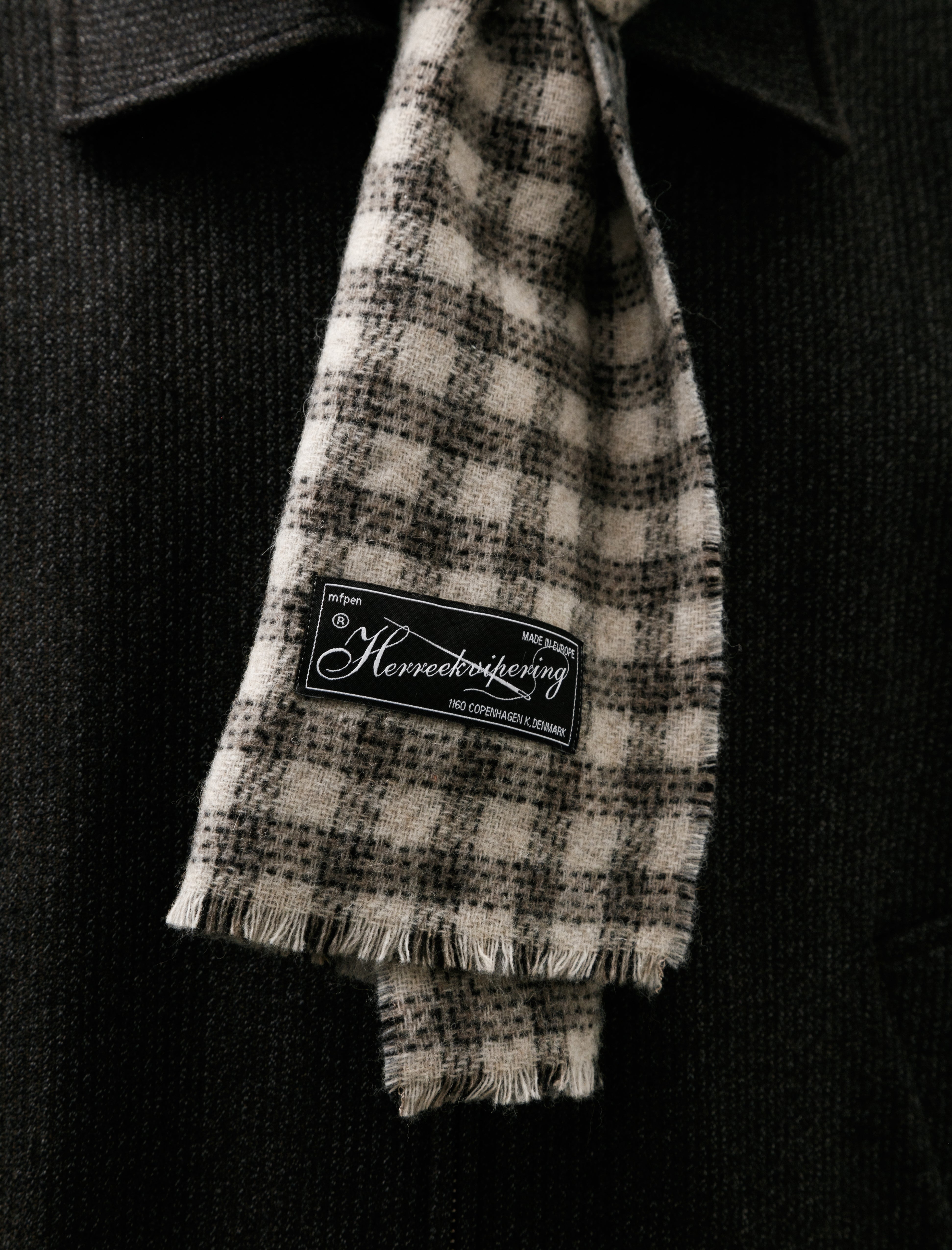 mfpen Wool Scarf Grey Double Faced Check
