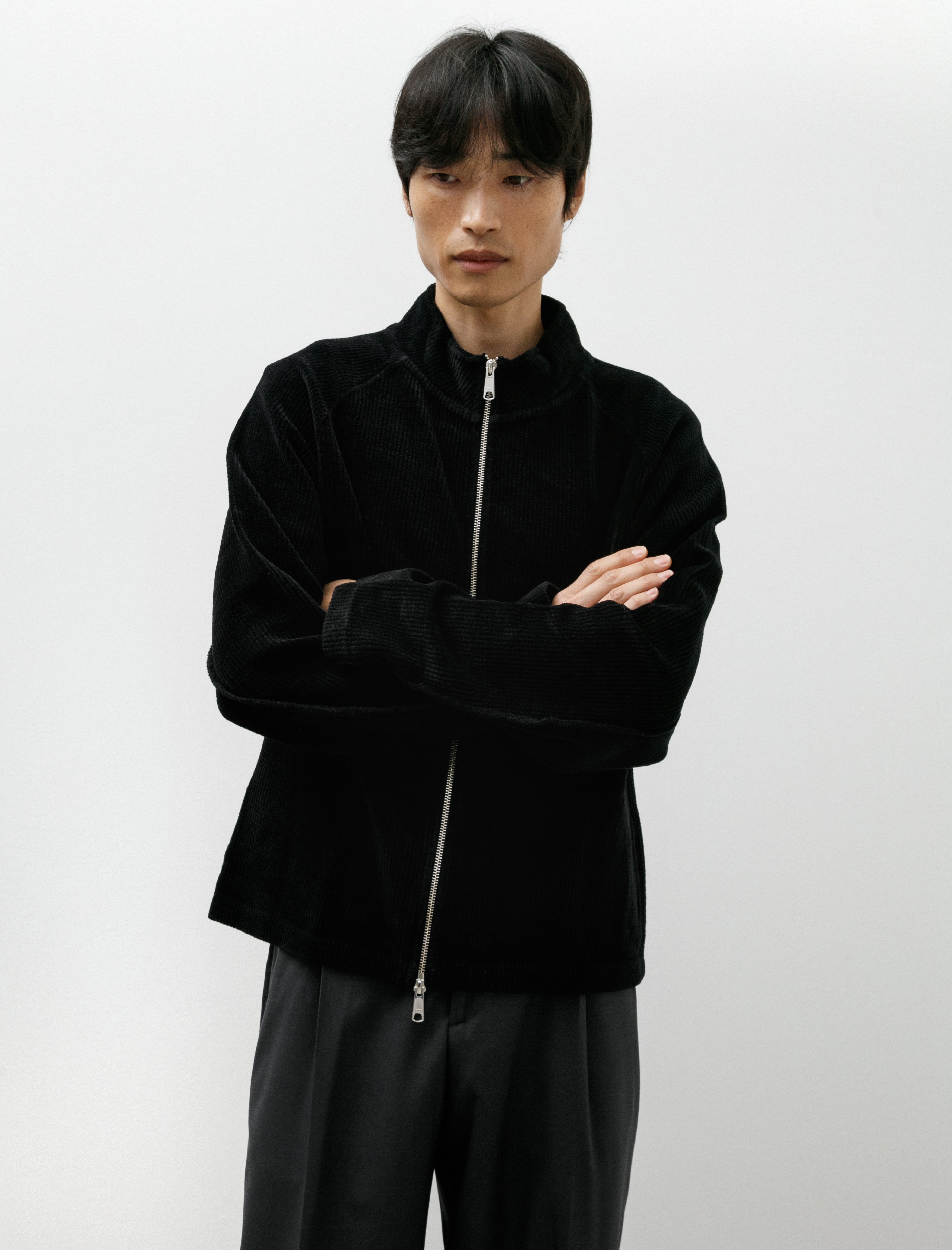 mfpen Leisure Zip Up Black Jersey Cord