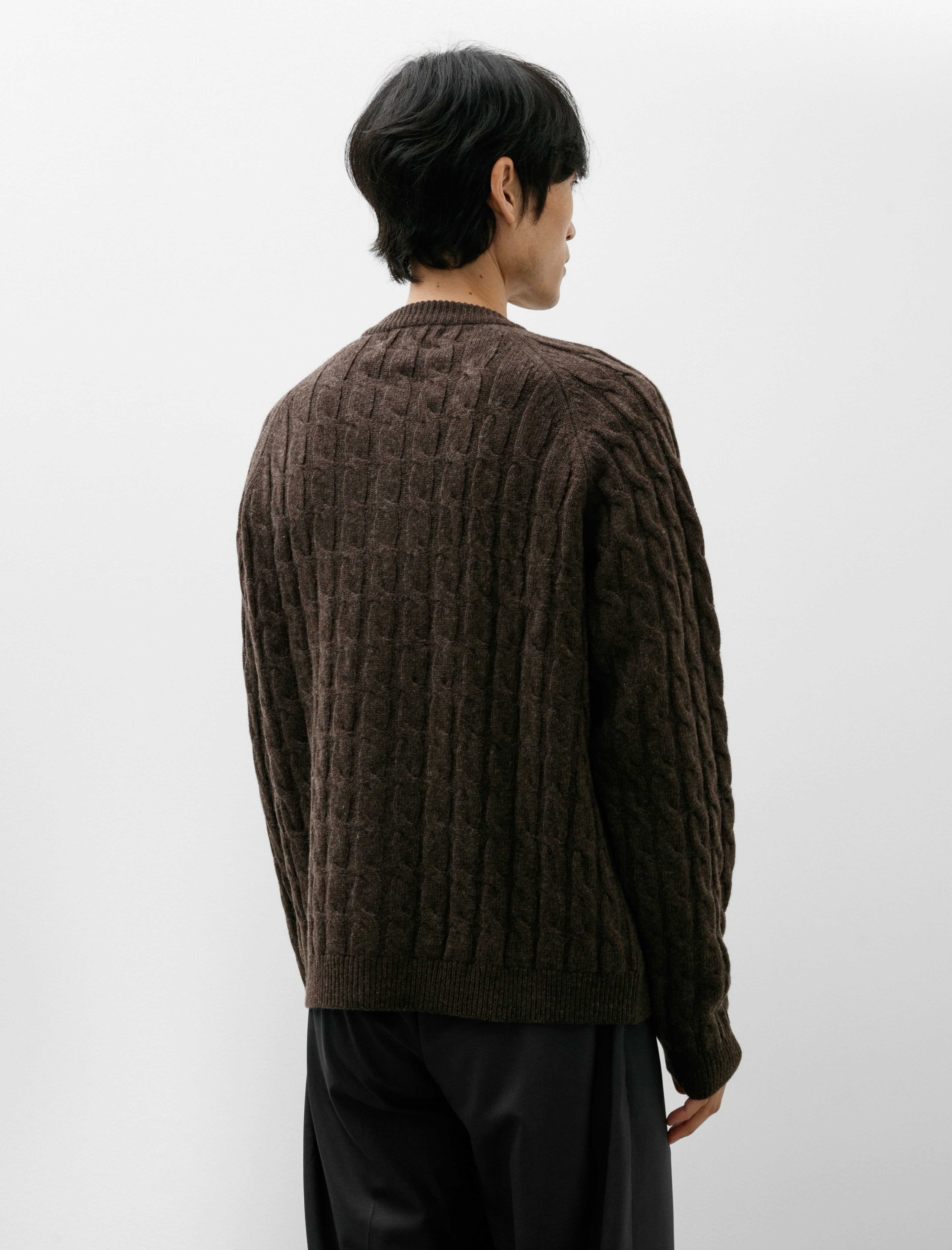 mfpen Editor Zip Sweater Brown Cable Knit