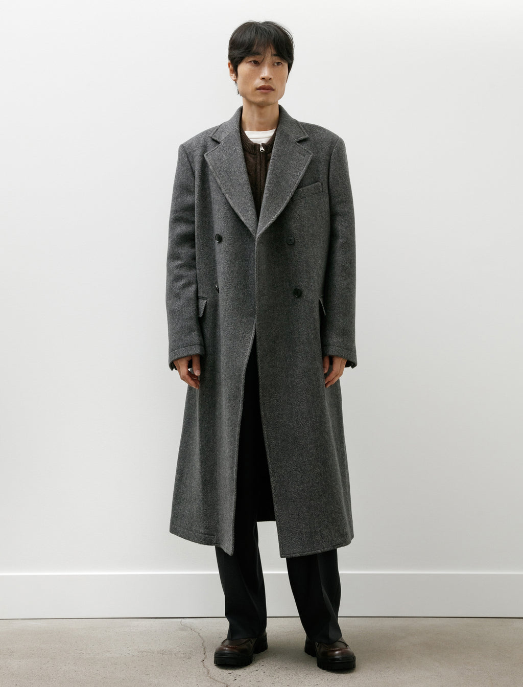 mfpen Conference Coat Grey Herringbone Recycled Wool – Neighbour