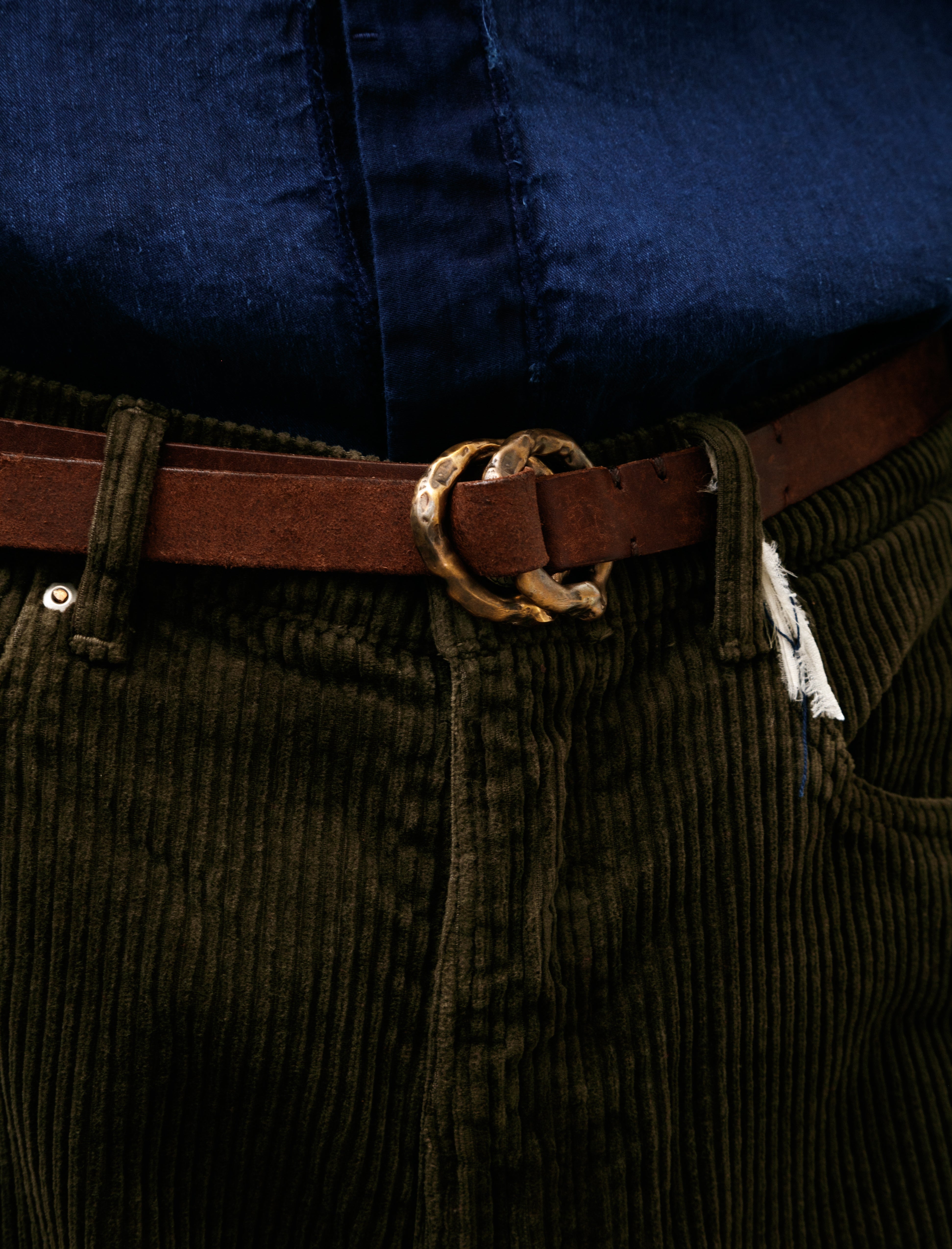 Cottle Tao Double Ring Belt Copper Brass Soil Brown