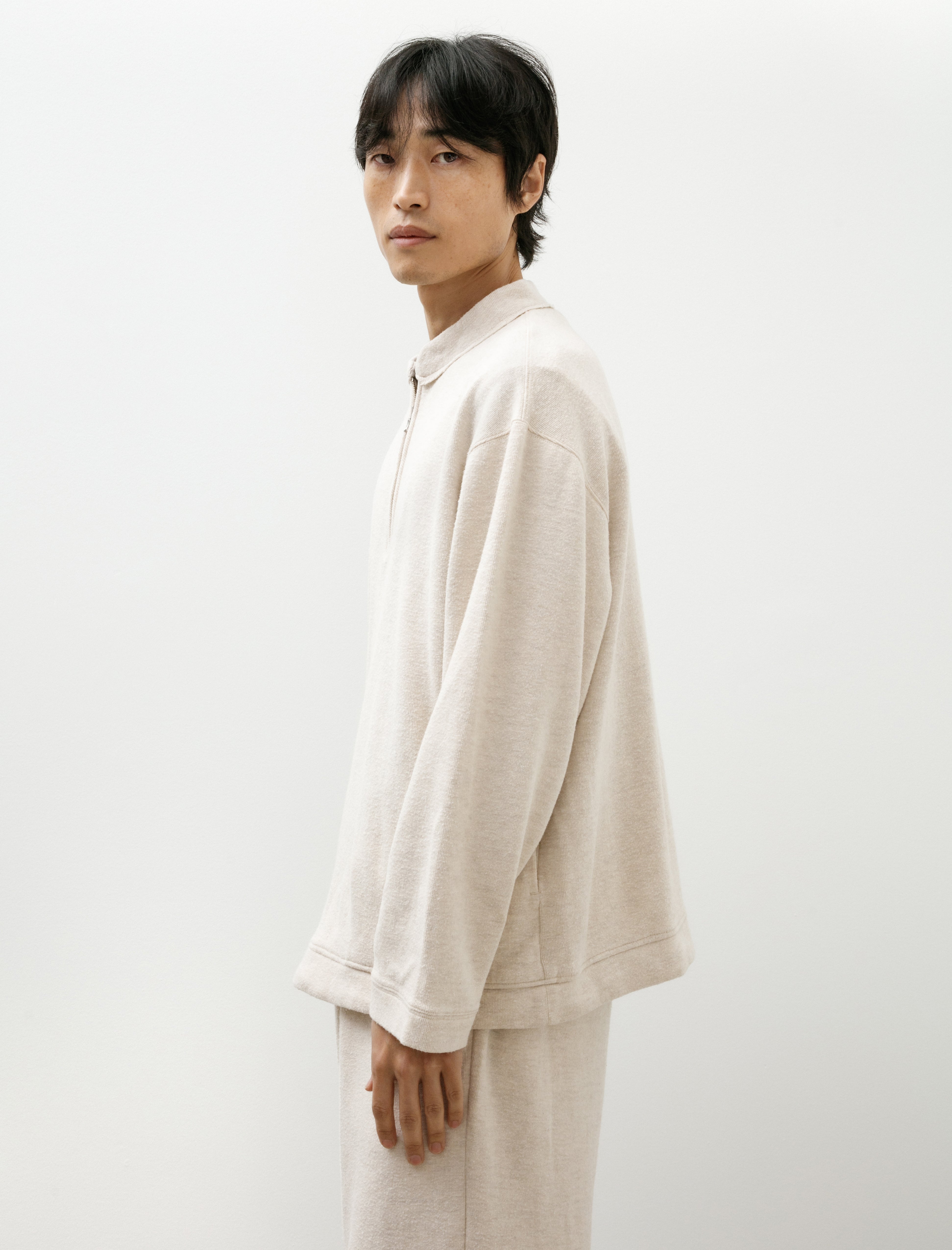 Cottle Quiet Storm Half Zip Sweat Ecru